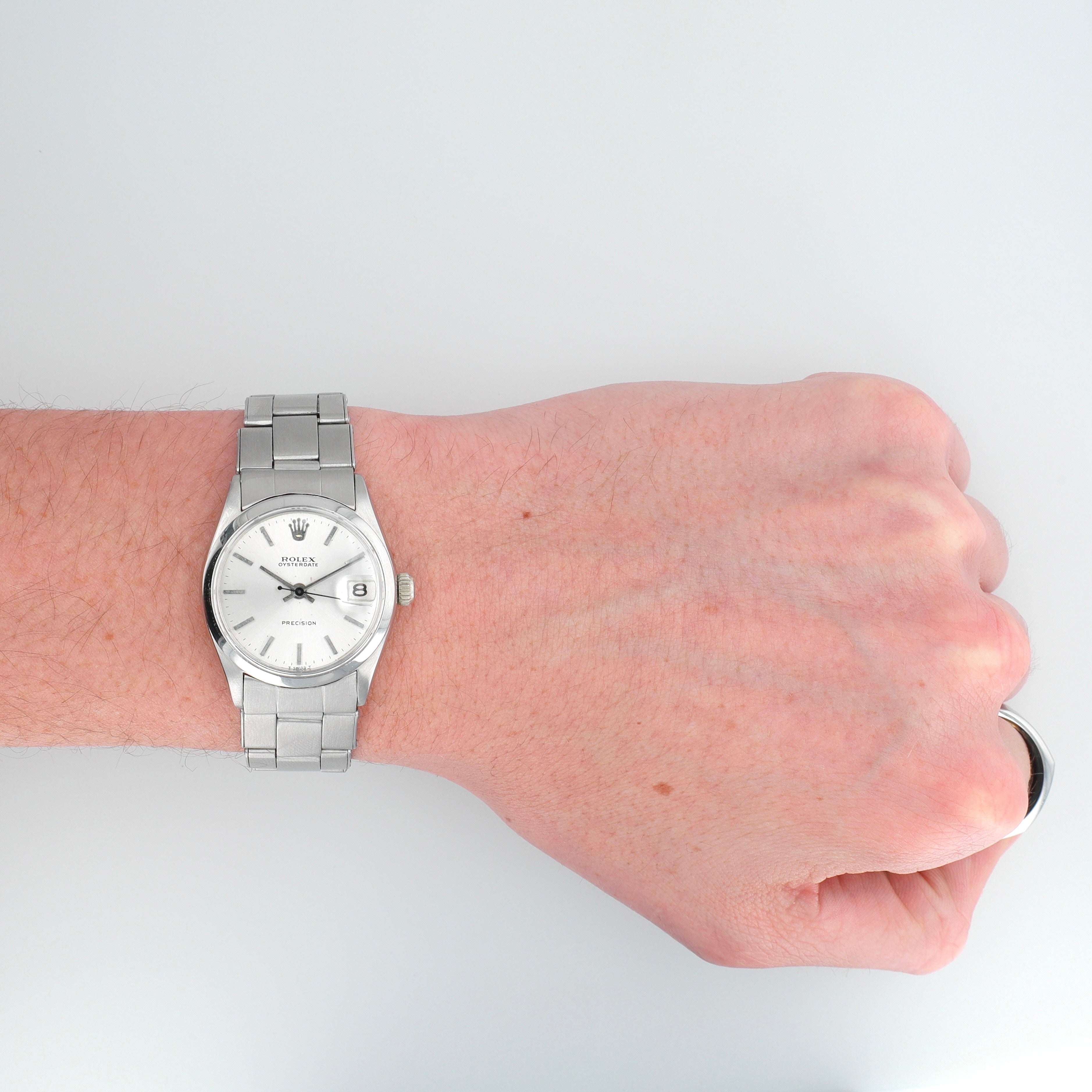 Rolex Oyster Date 6266 31mm Silver Index Dial Smooth Bezel Oyster Band