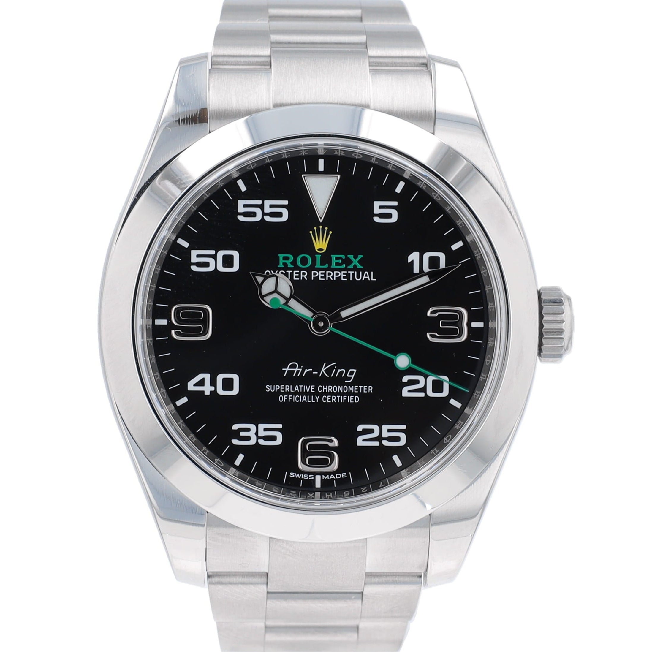B&P Rolex Air-King 116900 40mm Black Arabic Dial Arabic Bezel Band - Luxuriant Concierge