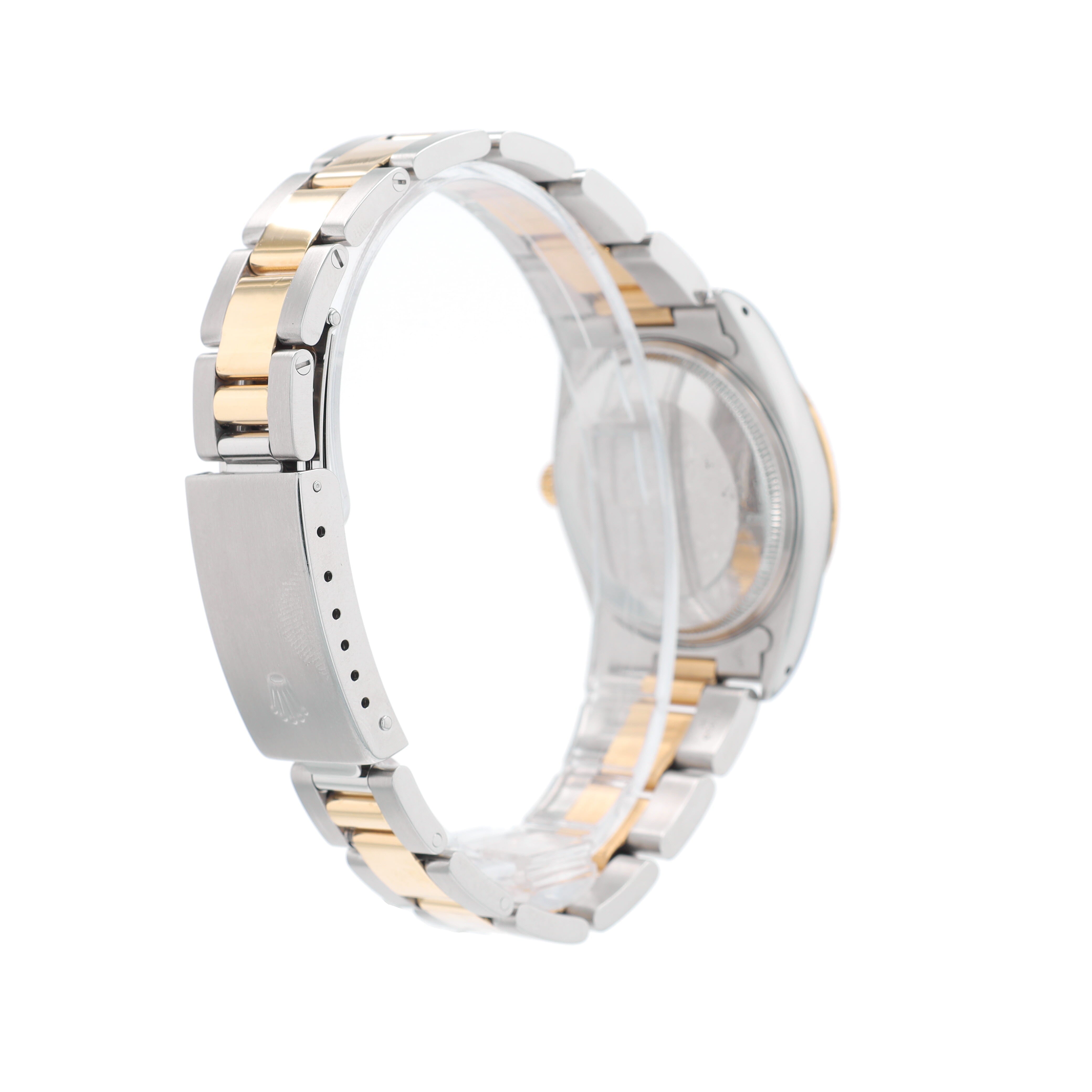 Rolex Oyster Perpetual 14233 34mm Champagne Index Dial Fluted Bezel Band - Luxuriant Concierge