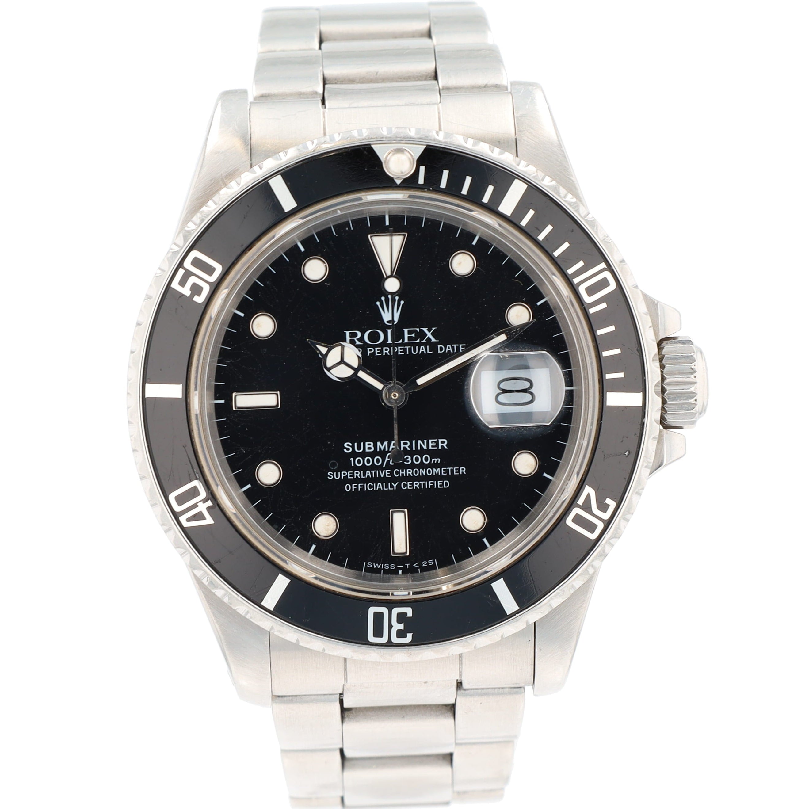 Rolex Submariner 168000 40mm Black Luminous Marker Dial Rotatable Bezel with Black Insert Bezel Oyster Band - Luxuriant Concierge