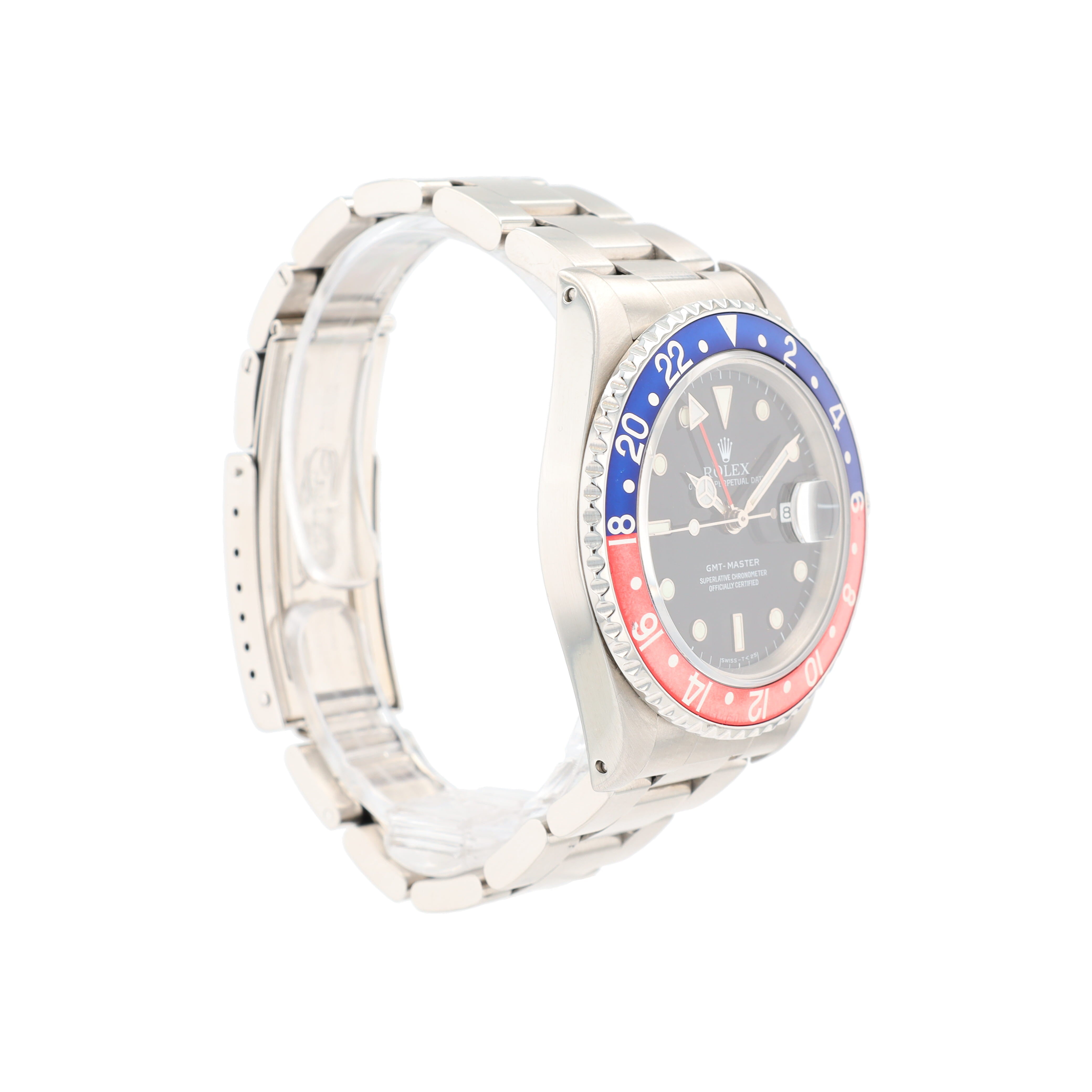 Rolex GMT Master II 16700 40mm Black White Lminous Dial Rotatable Pepsi Bezel Oyster Band