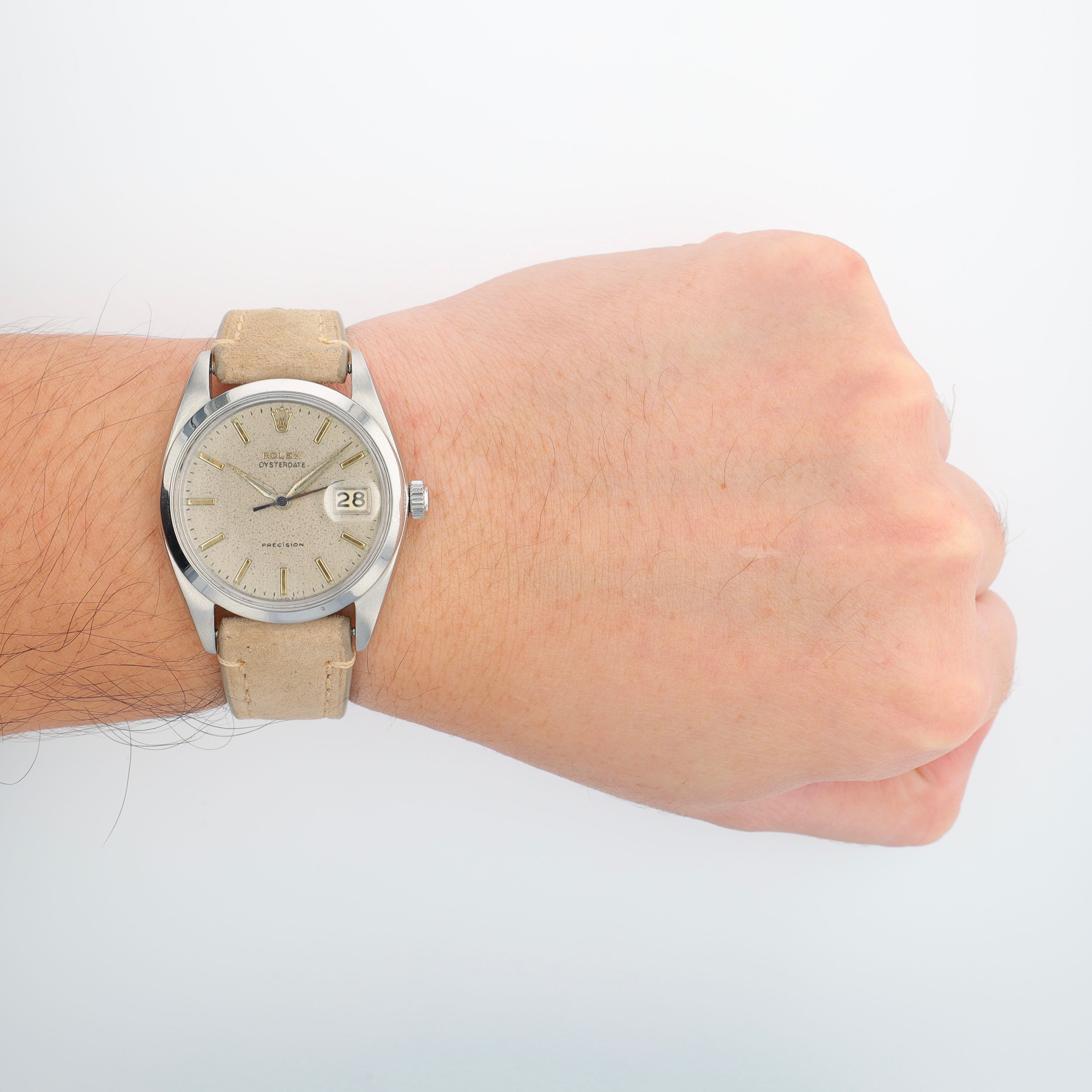Rolex Oyster Date 6694 36mm Silver(Patina'd) Yellow Gold Index Dial Smooth Bezel