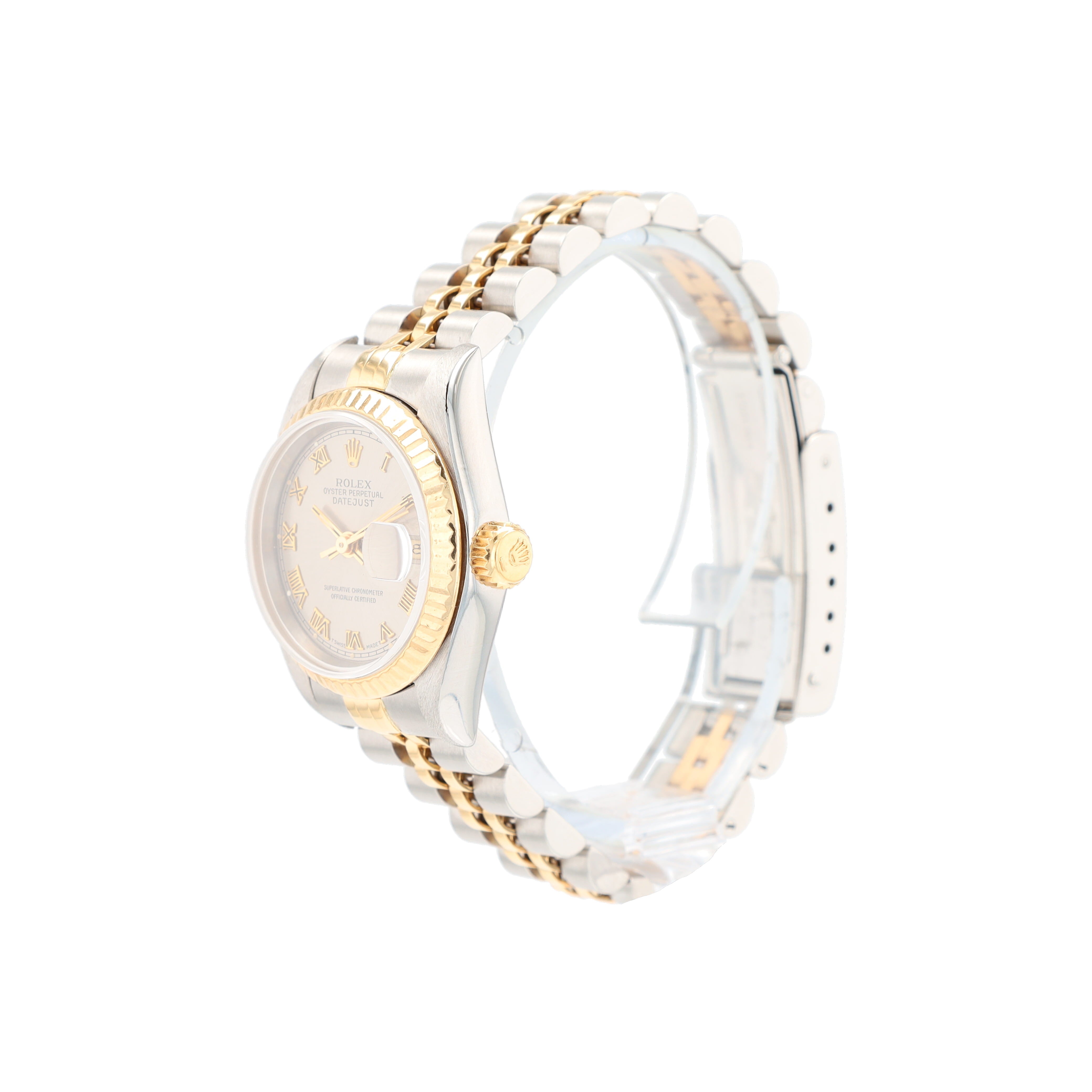 Rolex Datejust 69173 26mm Grey Roman Numeral Dial Flluted Bezel Jubilee Band - Luxuriant Concierge