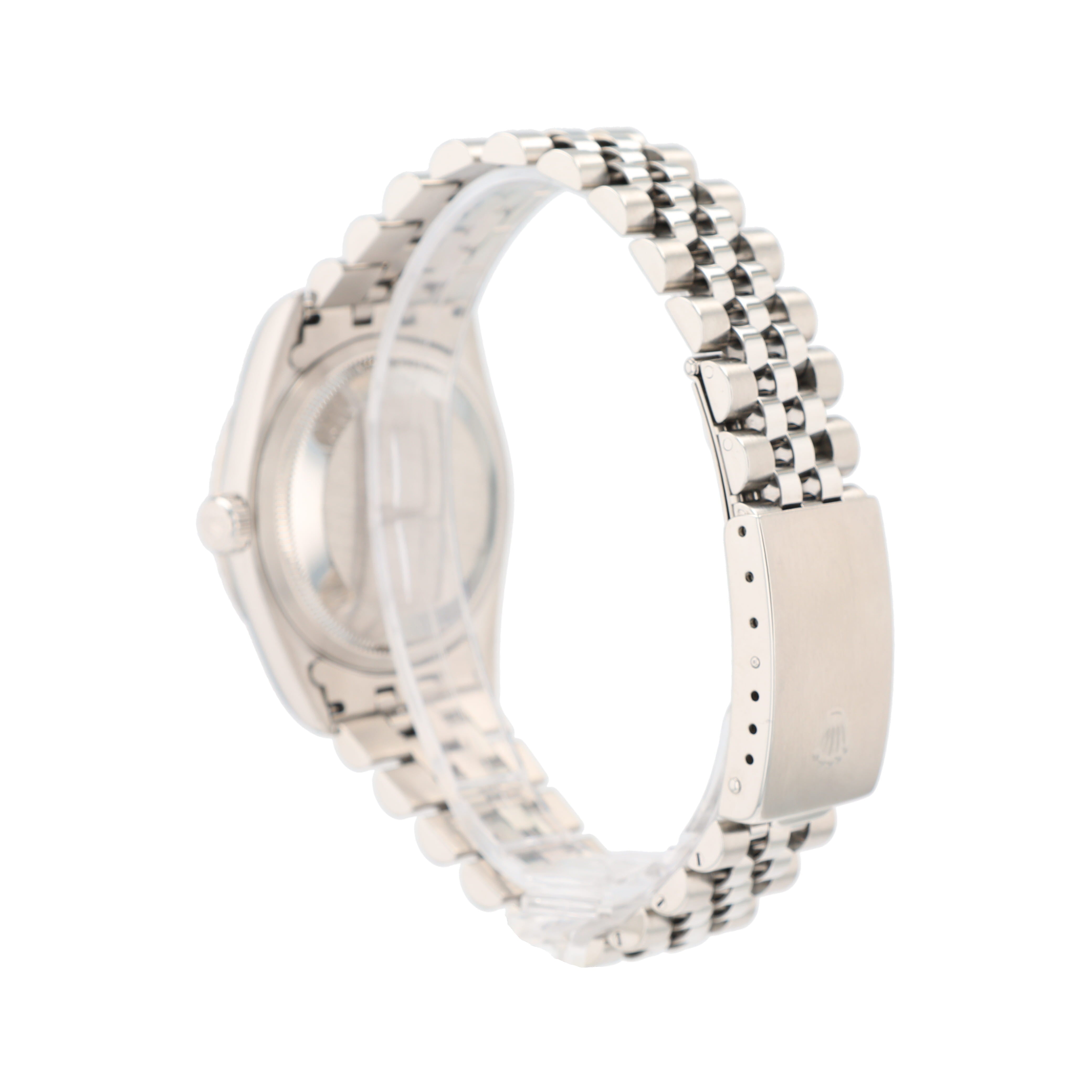 B&P Rolex Datejust 16220 36mm Silver Index w/roman Track Dial Engine-Turned Bezel Jubilee Band - Luxuriant Concierge