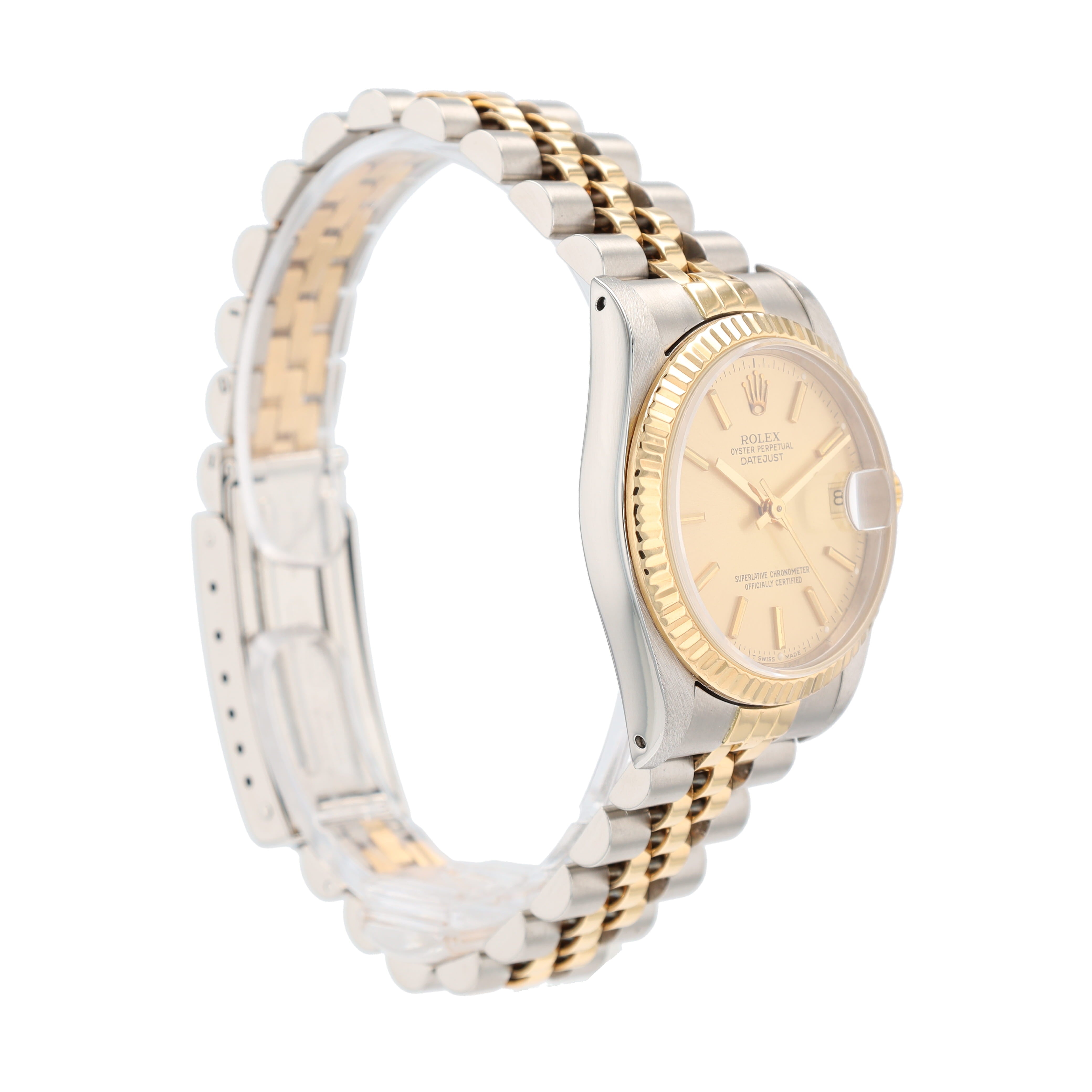 Rolex Datejust 68273 31mm Champagne Index Dial Fluted Bezel Jubilee Band