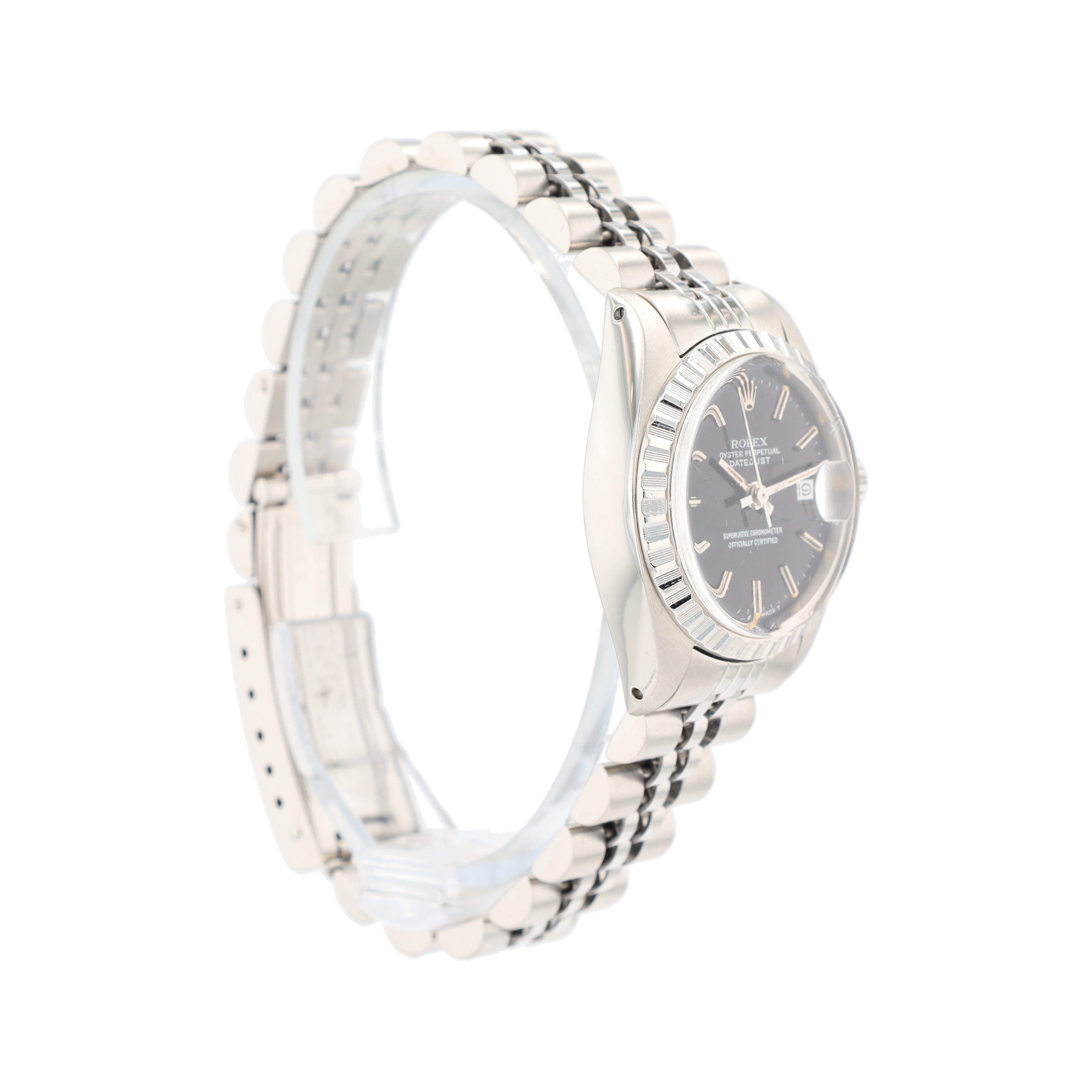 Rolex Datejust 6924 26mm Black Index Dial Engine-turned Bezel Jubilee Band