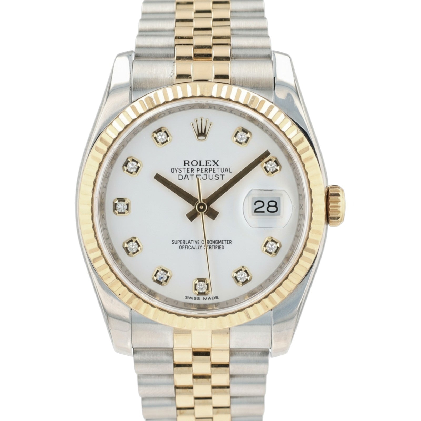Rolex Mens/Unisex Datejust 116233 White Diamond Dial Jubilee Band Watch 36mm - Luxuriant Concierge
