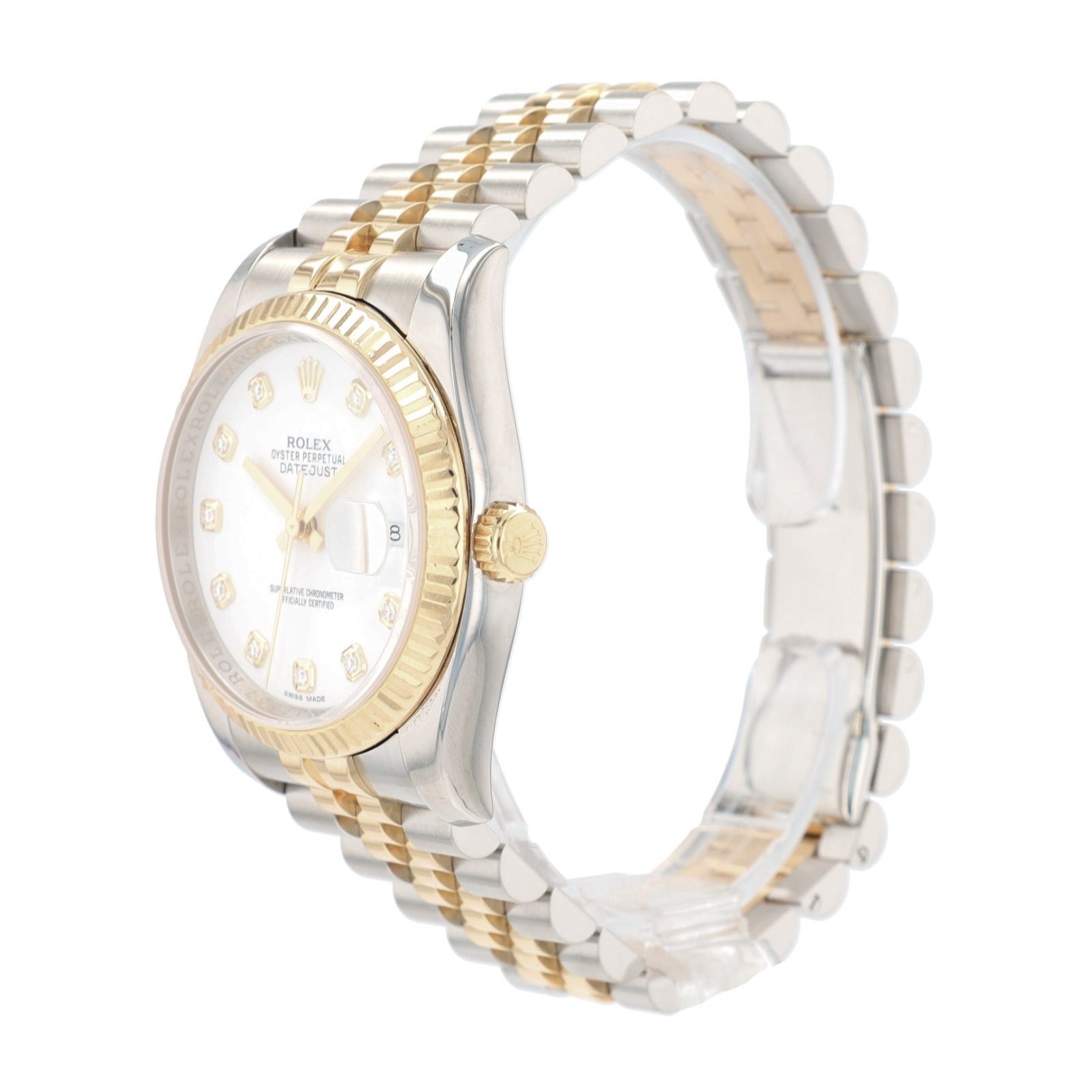 Rolex Mens/Unisex Datejust 116233 White Diamond Dial Jubilee Band Watch 36mm - Luxuriant Concierge