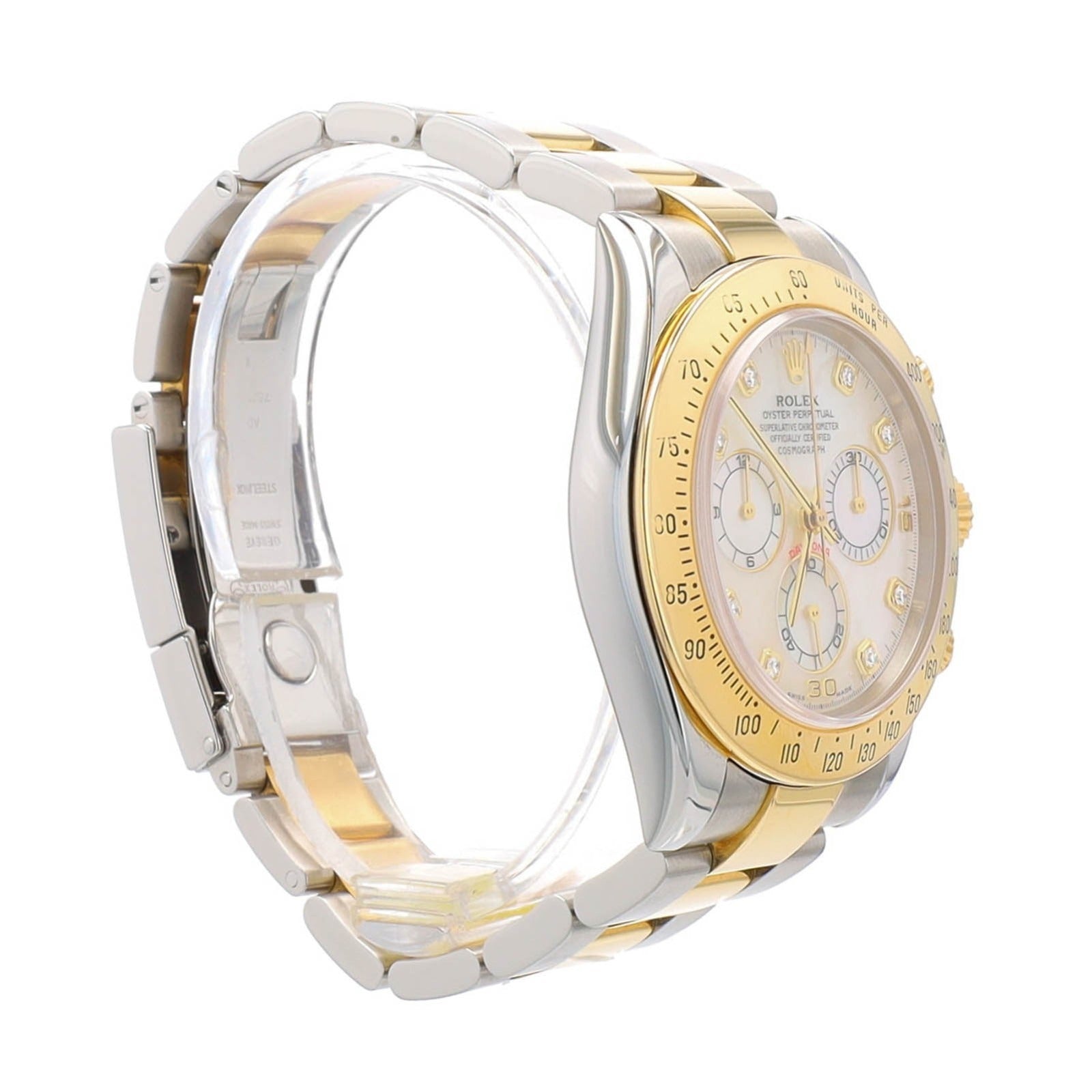 Rolex Daytona 116523 Two-Tone 18KY & Steel White Mother of Pearl Mens Watch 40mm - Luxuriant Concierge