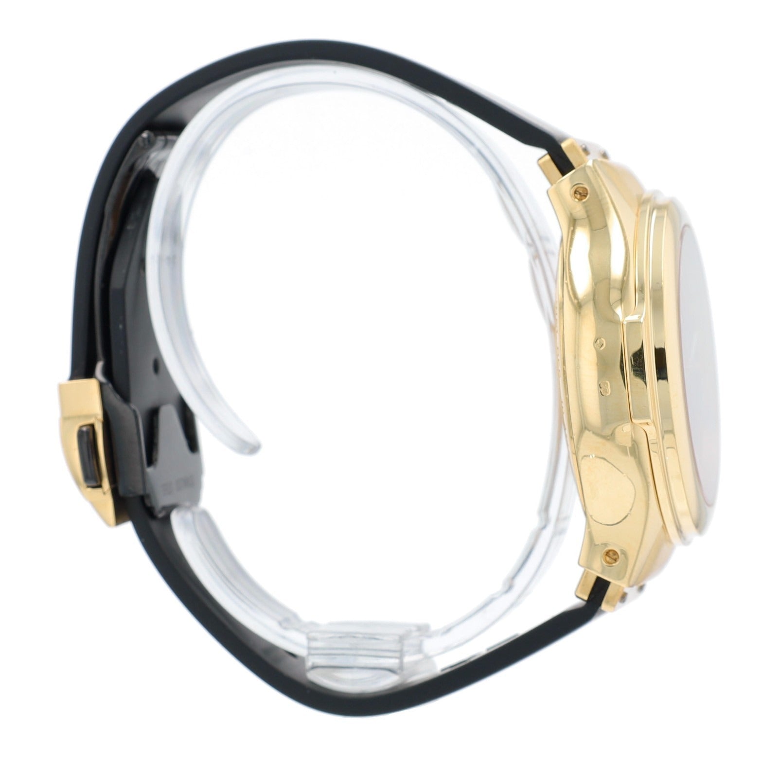 Hublot Mens Watch Solid 18K Yellow Gold Black Chronograph Dial Black Rubber Band