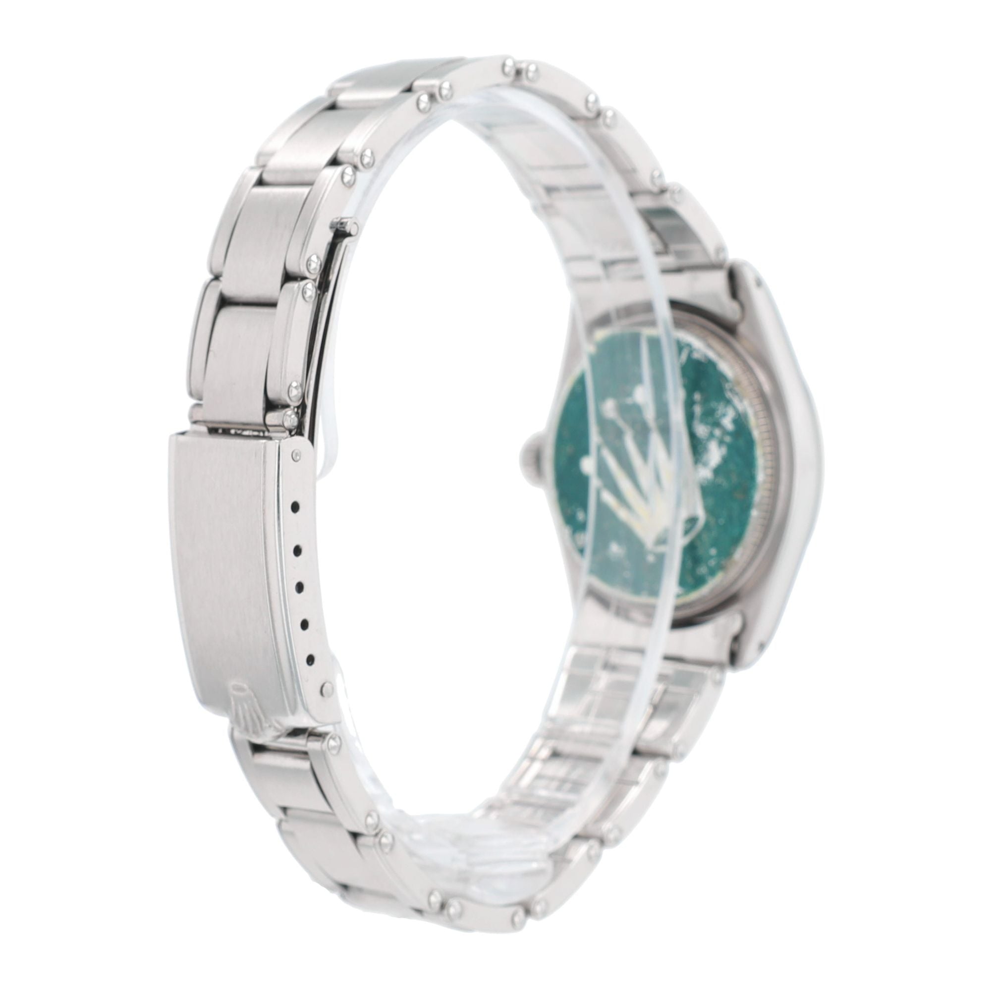 Rolex Oyster Perpetual 6548 31mm Silver Dauphine Index Dial Oyster Watch - Luxuriant Concierge