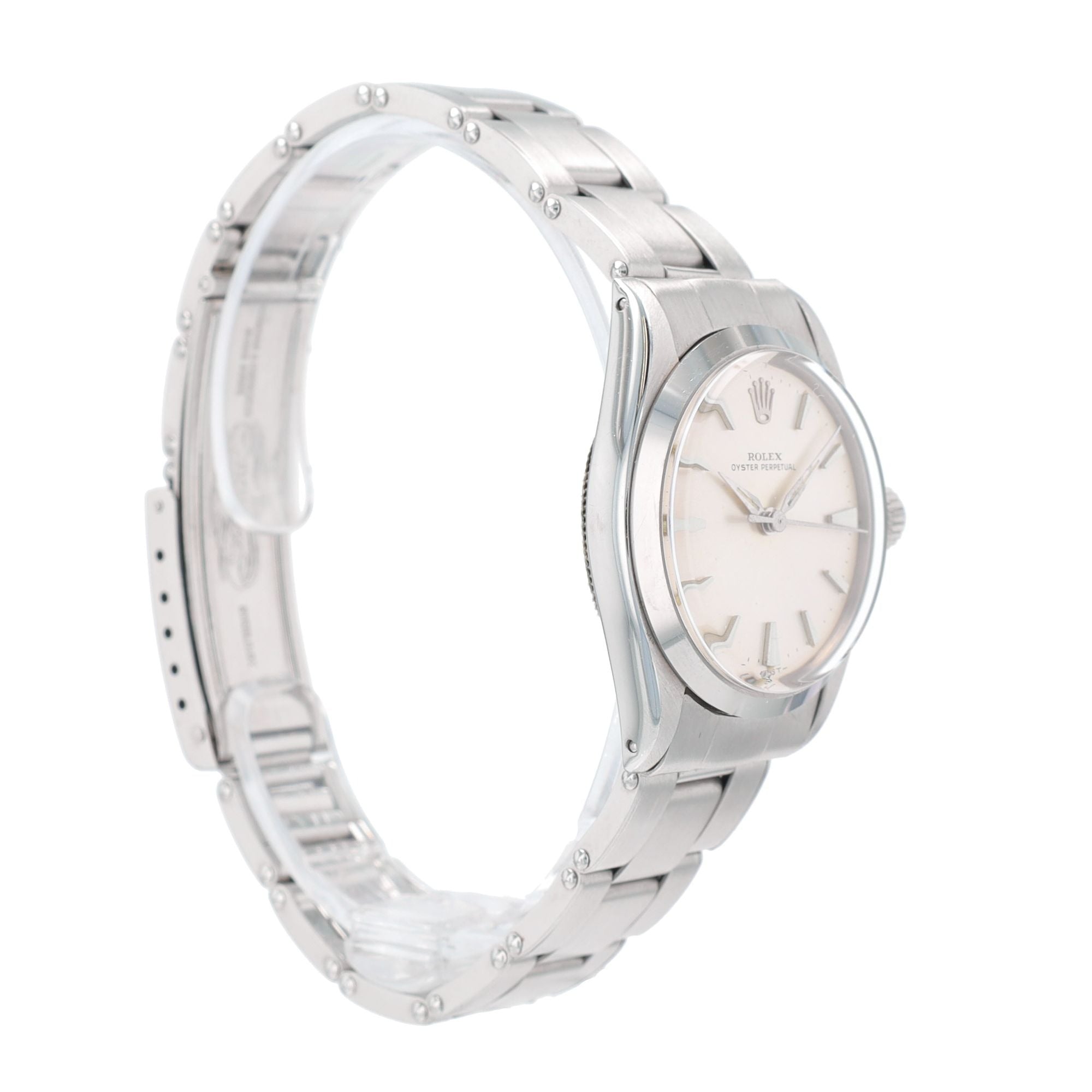 Rolex Oyster Perpetual 6548 31mm Silver Dauphine Index Dial Oyster Watch - Luxuriant Concierge