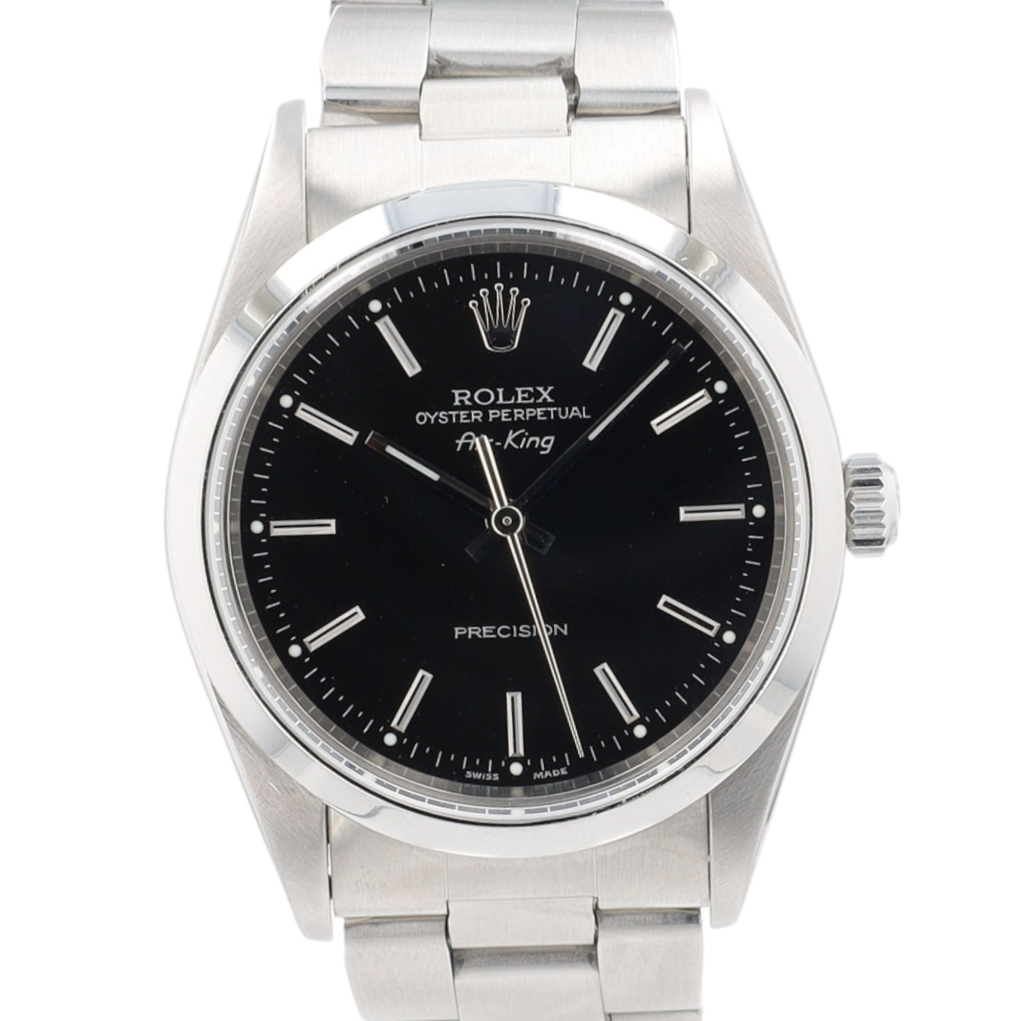 Rolex Air-King 14000 Black Index Dial Smooth Bezel Oyster 34mm Womens Watch - Luxuriant Concierge