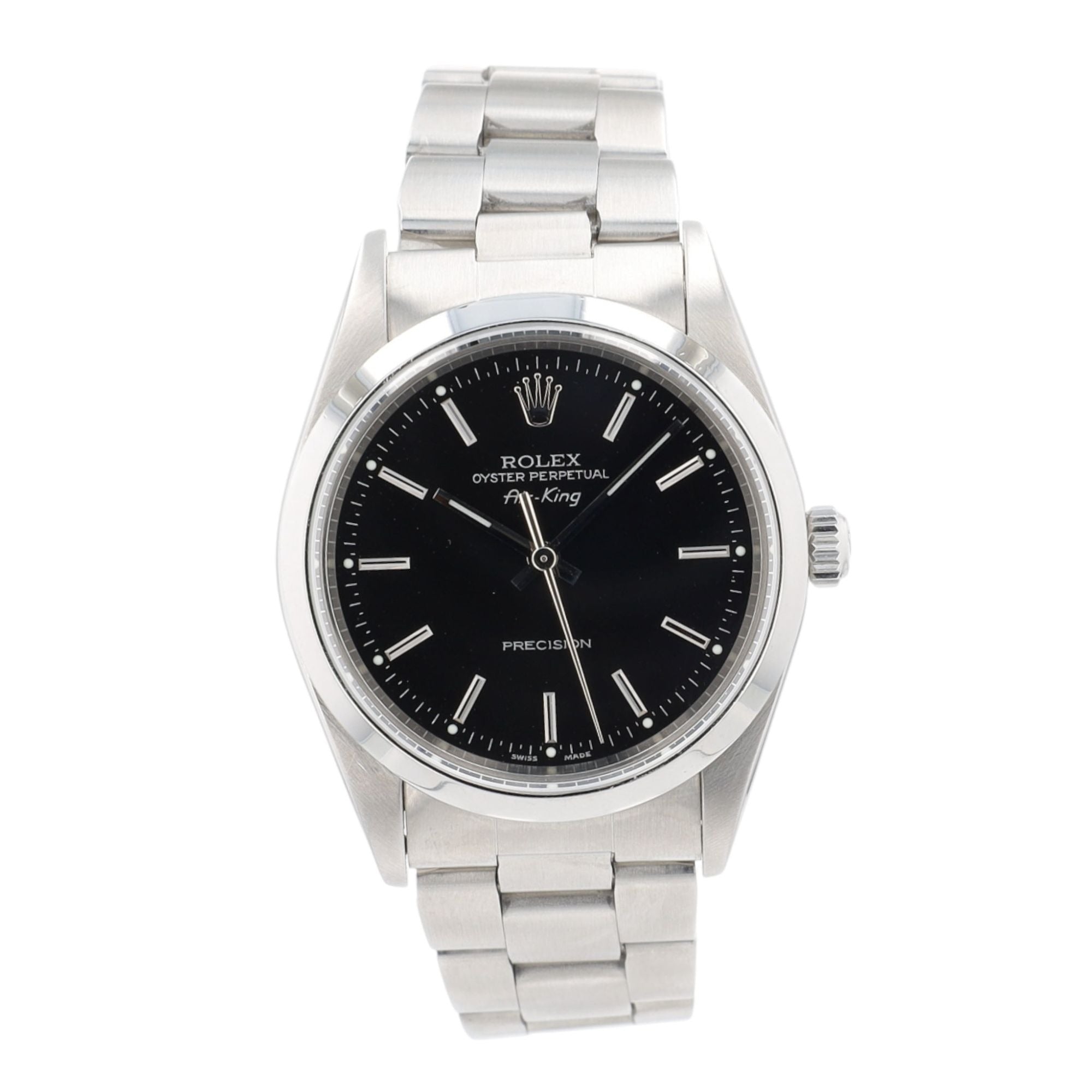 Rolex Air-King 14000 Black Index Dial Smooth Bezel Oyster 34mm Womens Watch - Luxuriant Concierge