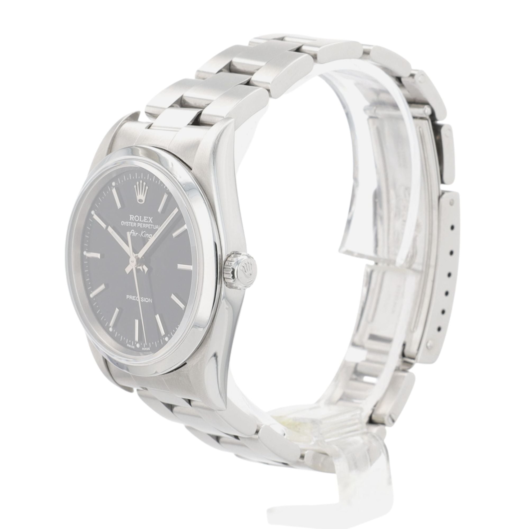 Rolex Air-King 14000 Black Index Dial Smooth Bezel Oyster 34mm Womens Watch - Luxuriant Concierge