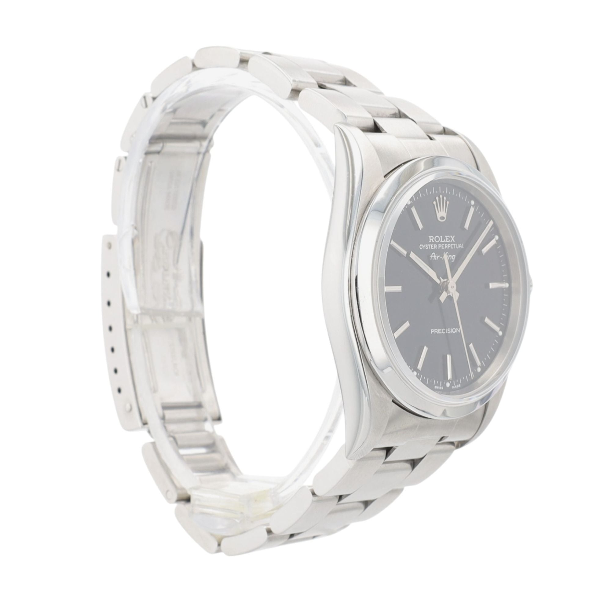 Rolex Air-King 14000 Black Index Dial Smooth Bezel Oyster 34mm Womens Watch - Luxuriant Concierge