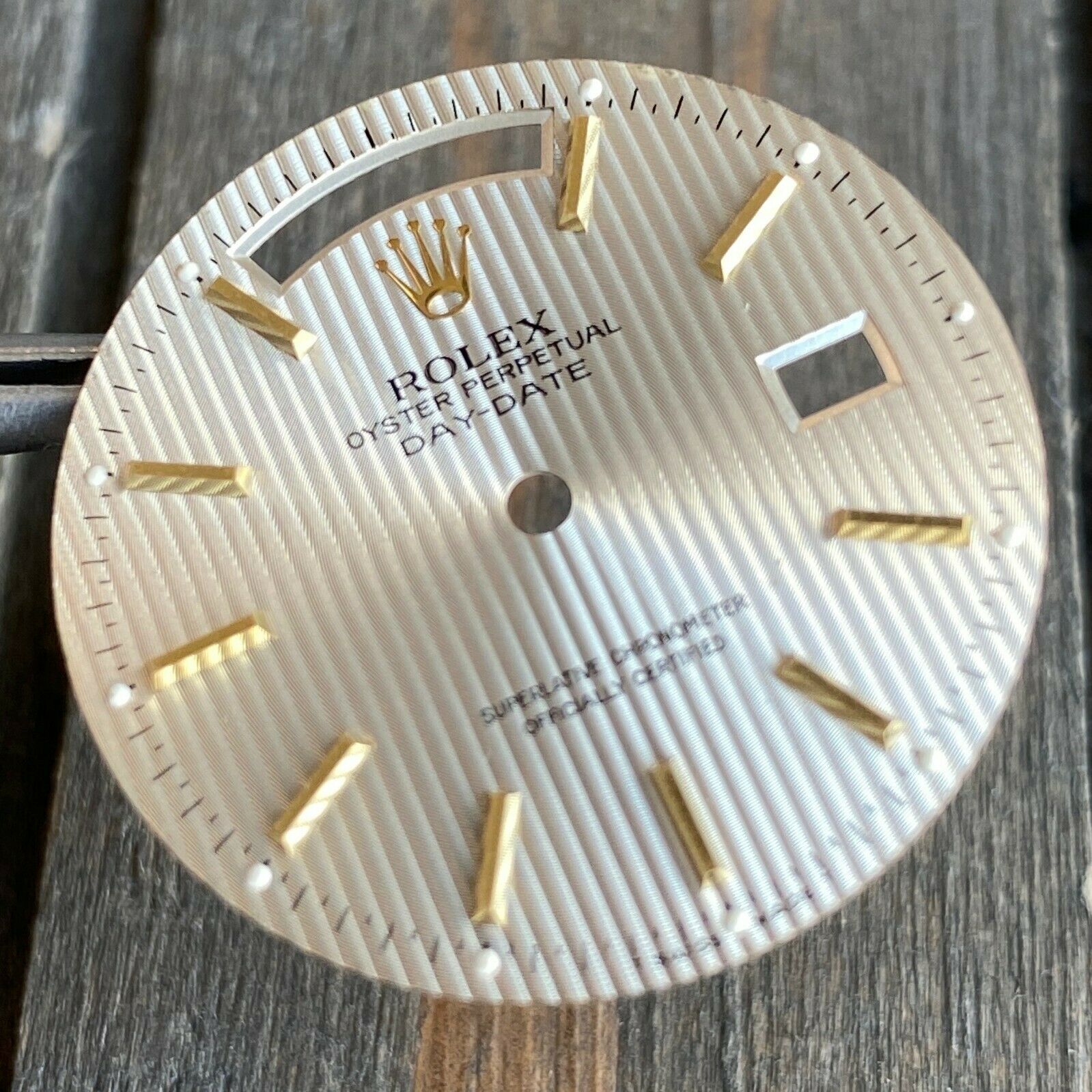 Original Rolex Day-Date 18K Y Gold Silver Tapestry Index Dial 36mm 18038 18238 - luxuriantconcierge