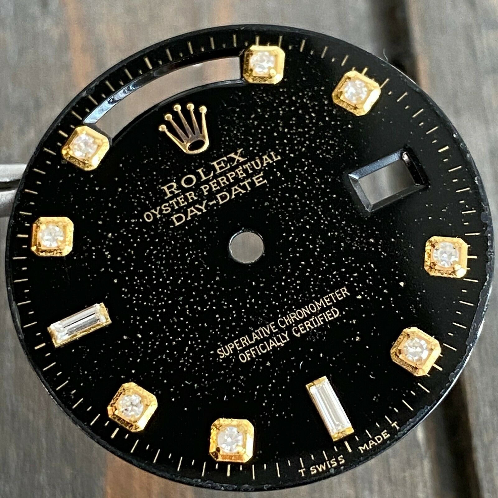 Rolex Day-Date Black Diamond Hour Marker Dial 18K Yellow Gold 18038 18238 - 100% - luxuriantconcierge