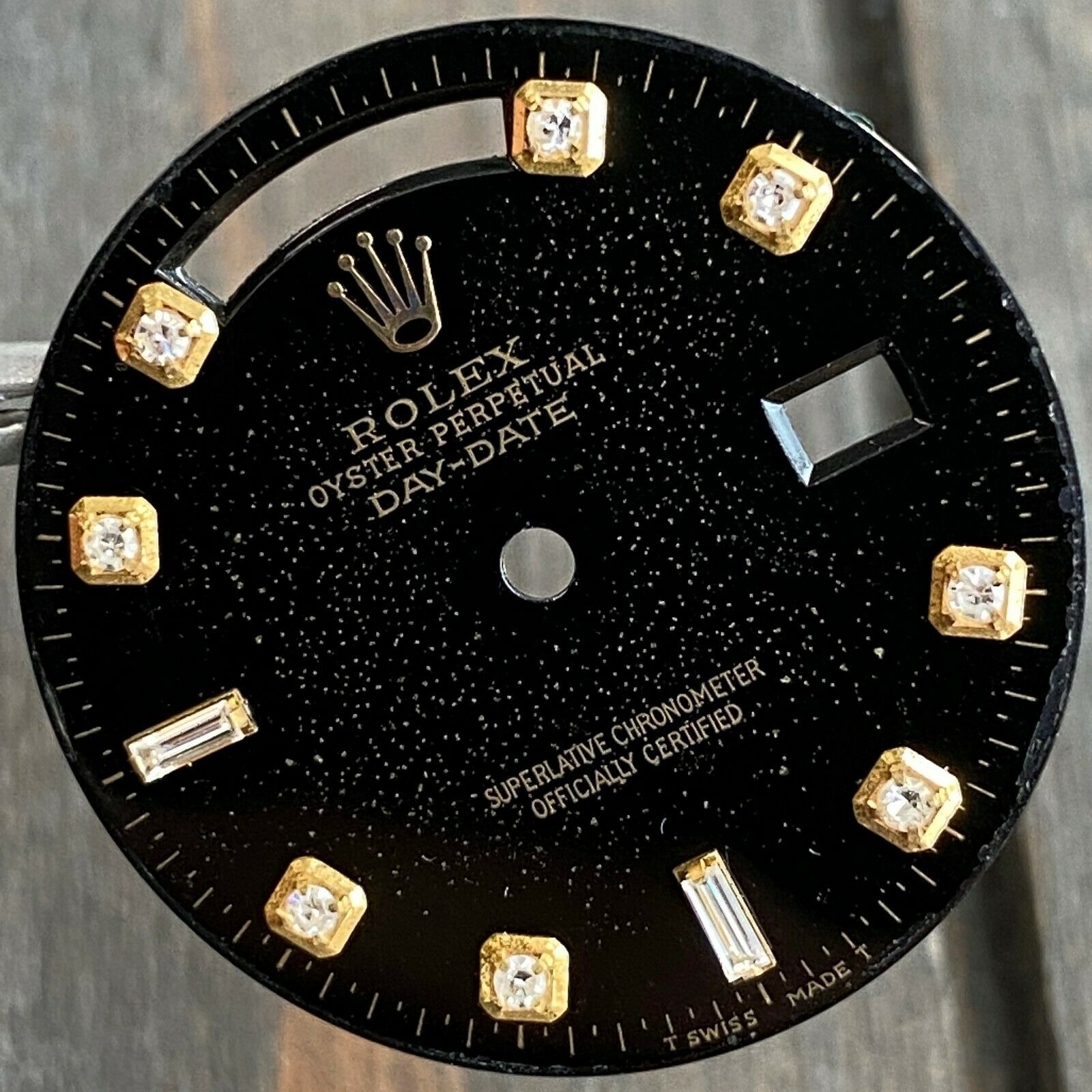 Rolex Day-Date Black Diamond Hour Marker Dial 18K Yellow Gold 18038 18238 - 100% - luxuriantconcierge