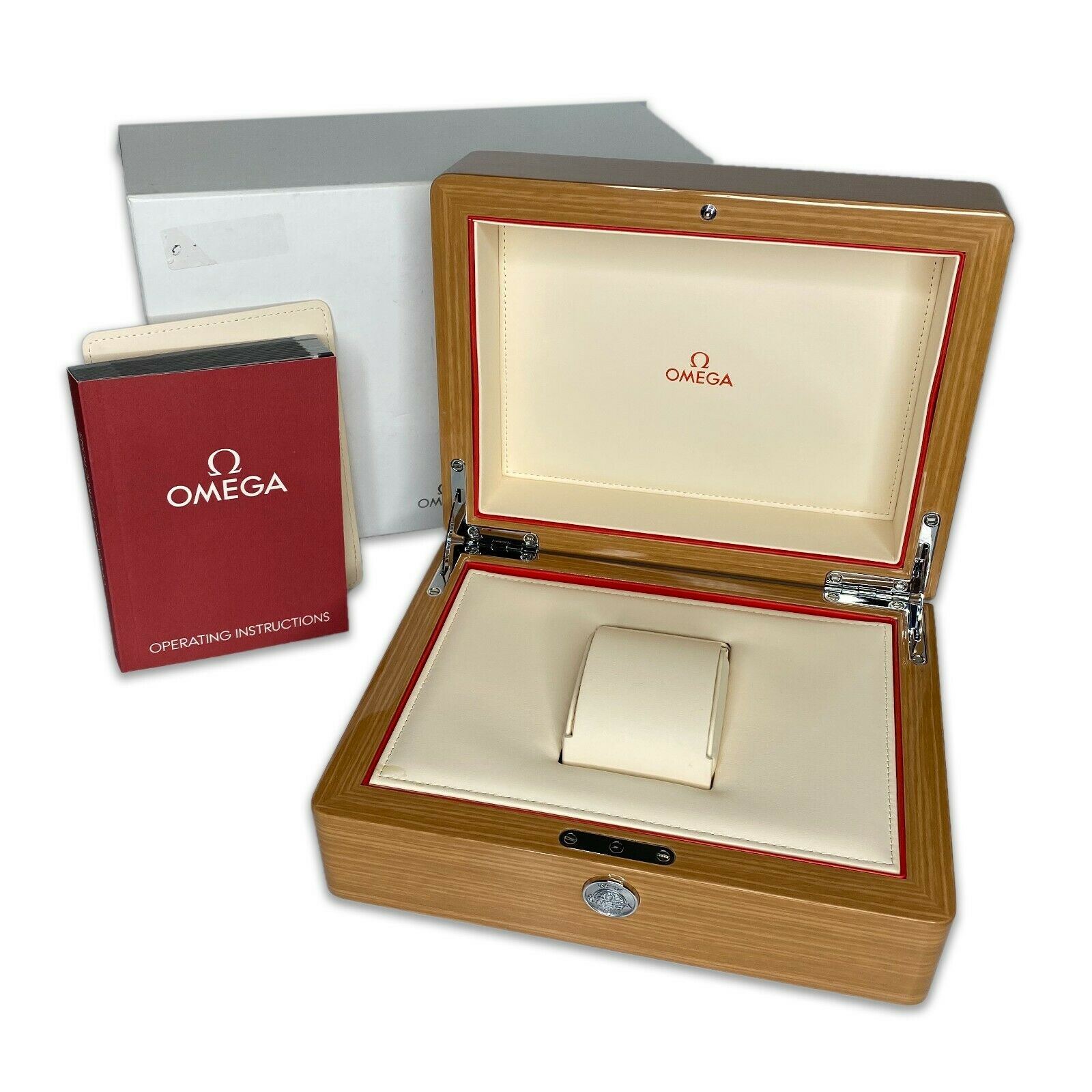 Vintage Omega Brown Wood Extra Large Watch Box with Outer Box - luxuriantconcierge
