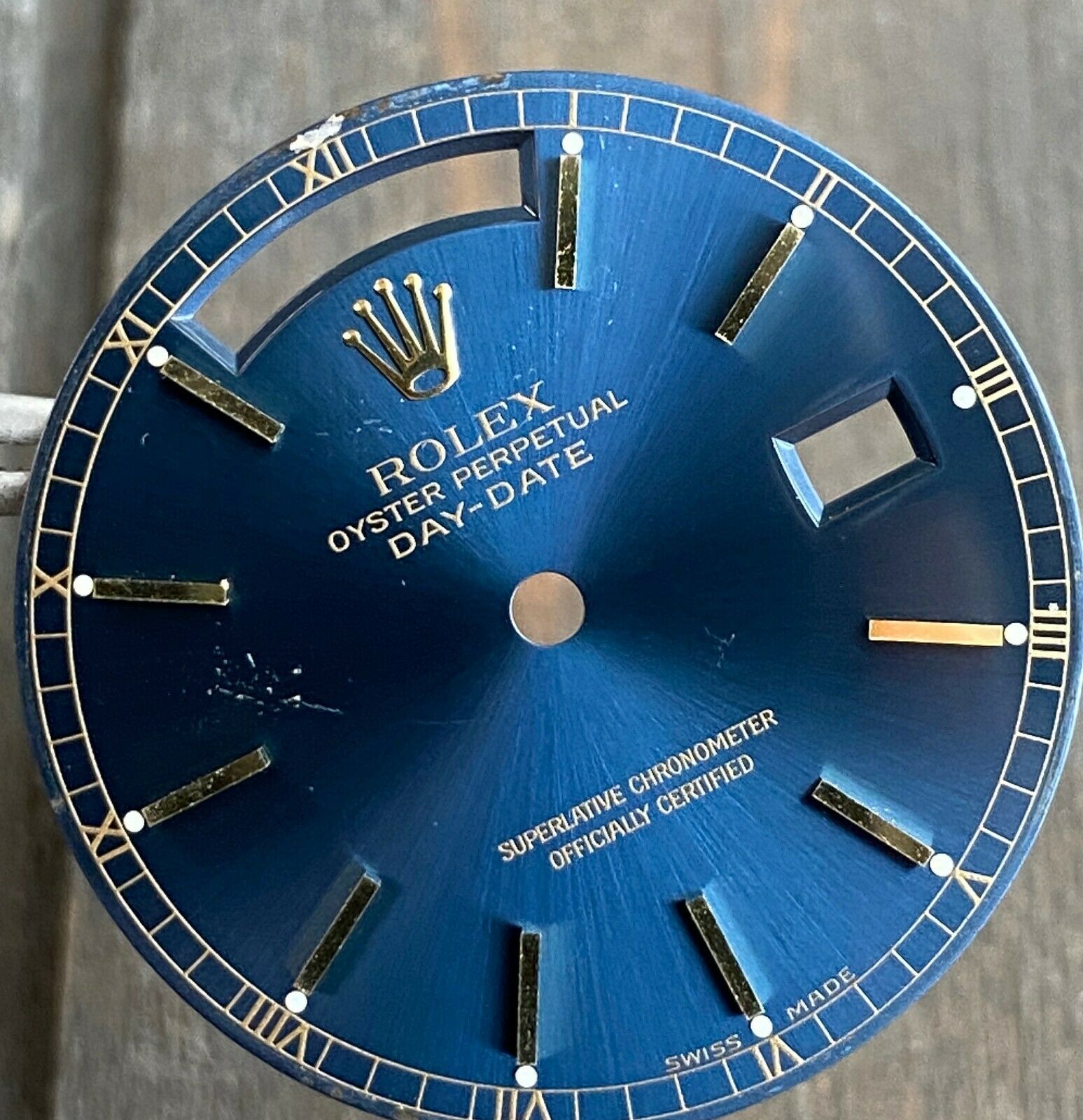 Original Rolex RARE Day-Date 18K Yellow Blue Dial w/ Index Marker 36mm - luxuriantconcierge