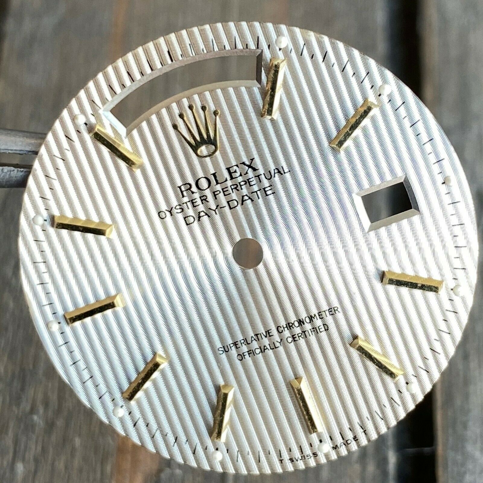 Original Rolex Day-Date 18K Y Gold Silver Tapestry Index Dial 36mm 18038 18238 - luxuriantconcierge