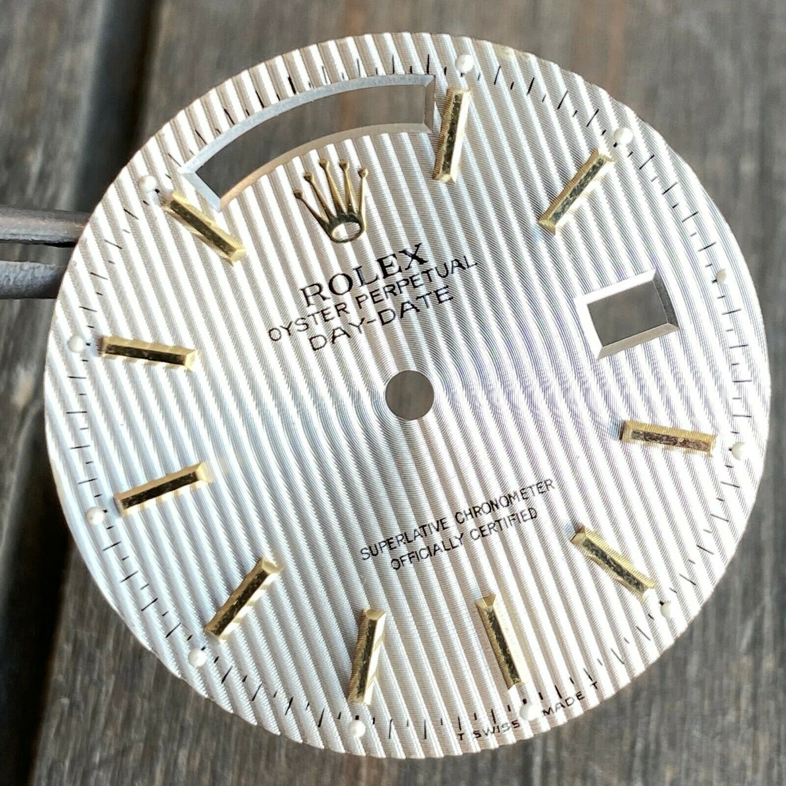 Original Rolex Day-Date 18K Y Gold Silver Tapestry Index Dial 36mm 18038 18238 - luxuriantconcierge