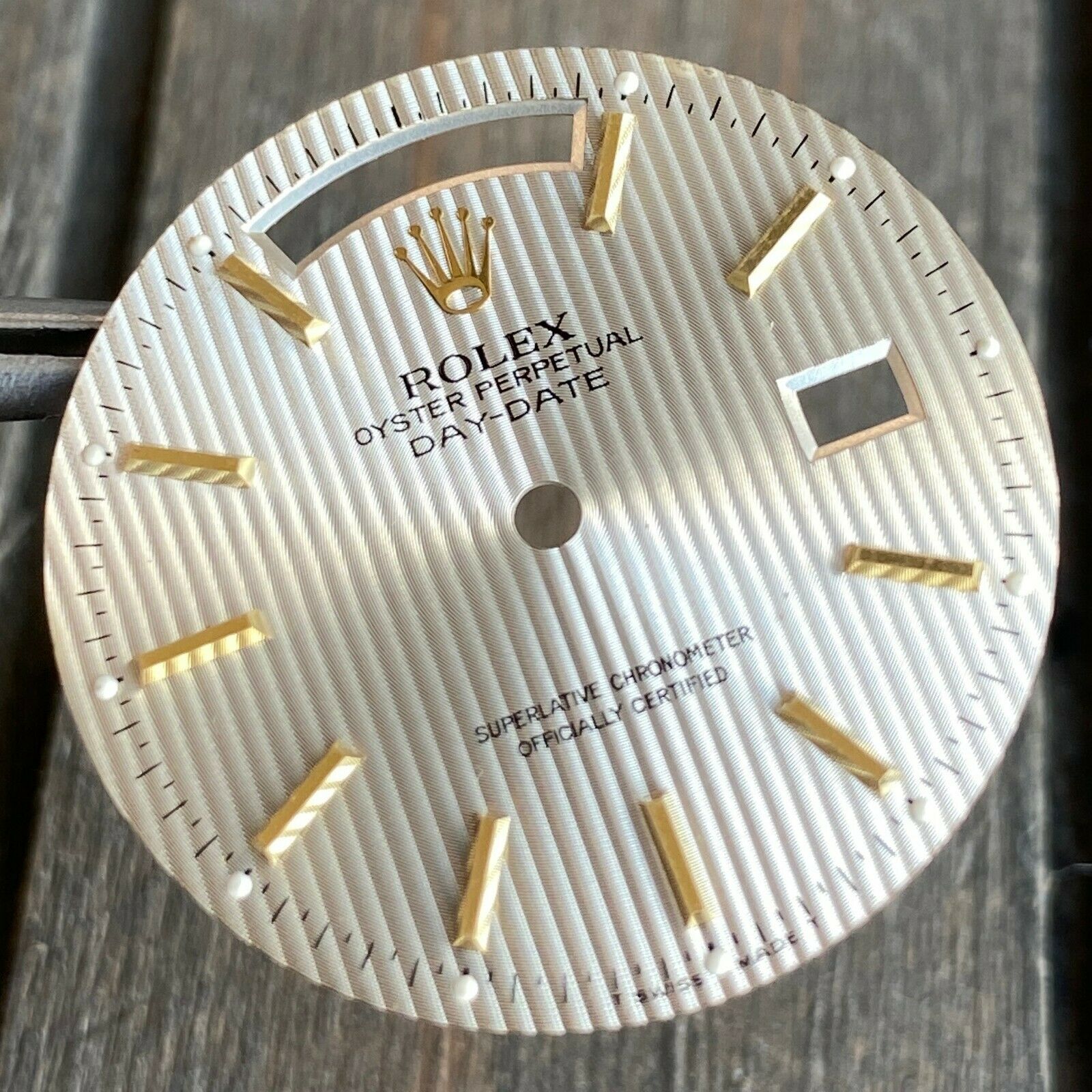 Original Rolex Day-Date 18K Y Gold Silver Tapestry Index Dial 36mm 18038 18238 - luxuriantconcierge