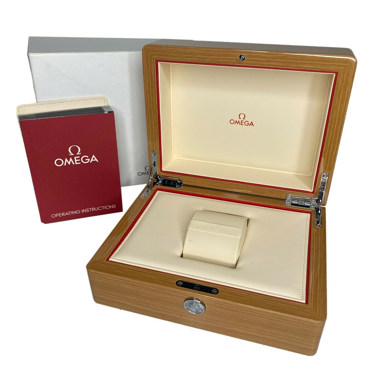 Vintage Omega Brown Wood Extra Large Watch Box with Outer Box - luxuriantconcierge