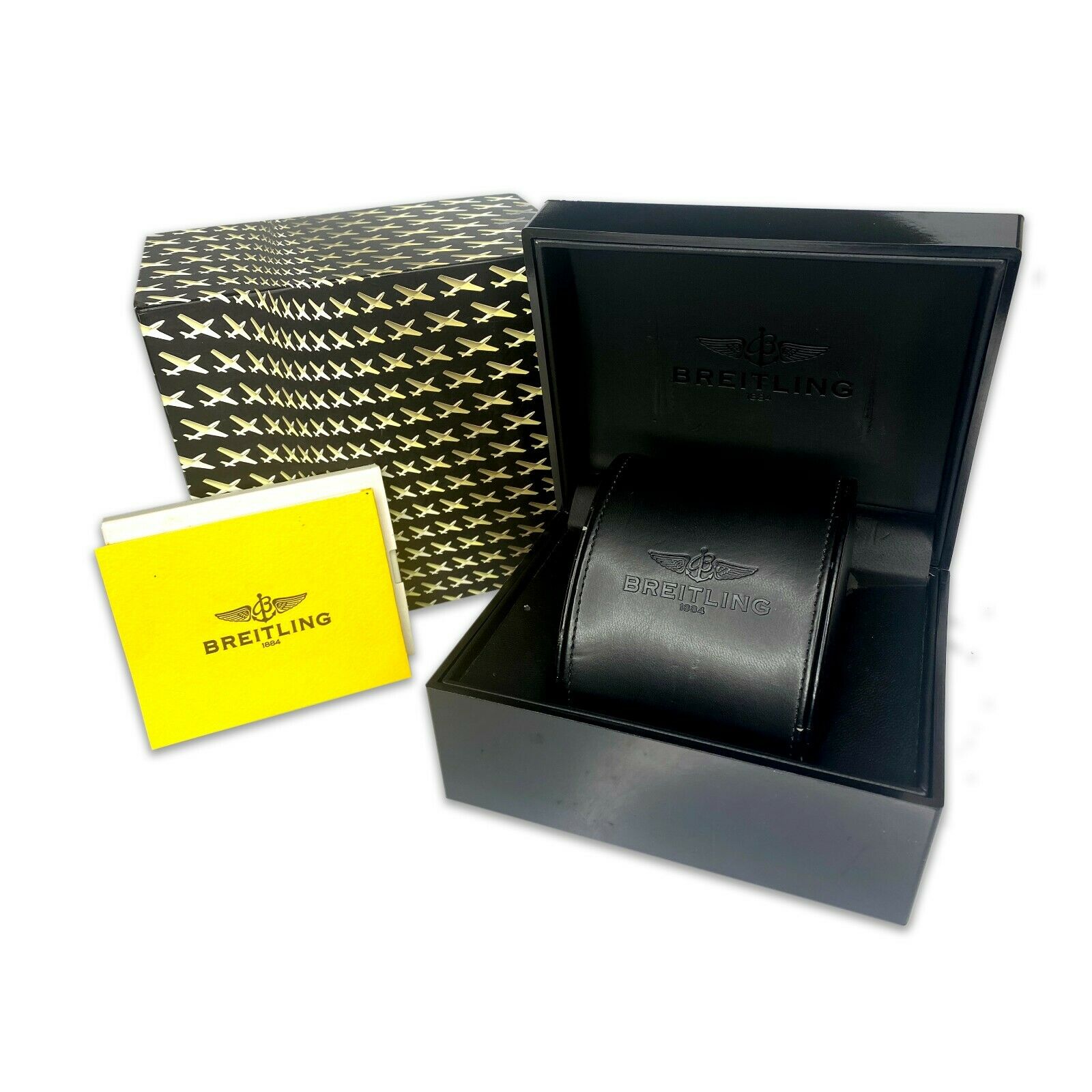 Original Breitling Black Box for Breitling watch with outer box and booklets - luxuriantconcierge