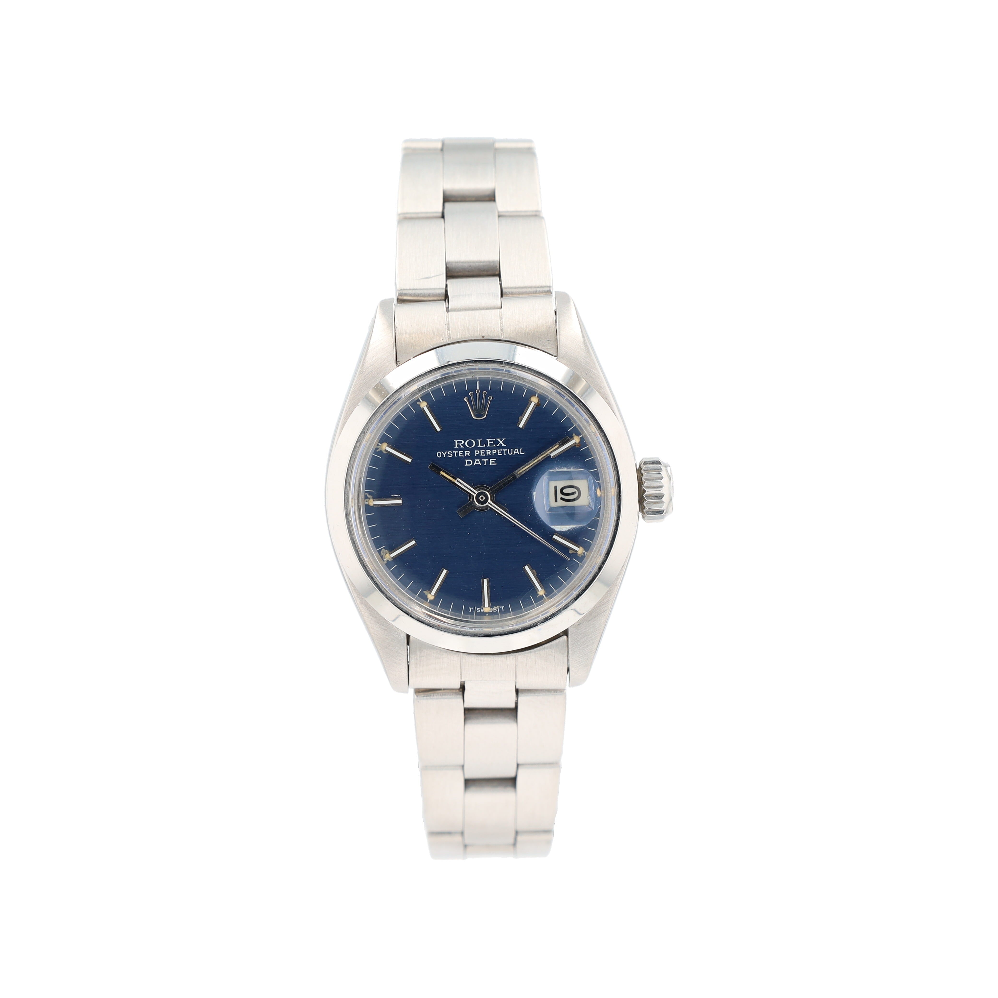 B&P Rolex Datejust 6916 26mm Blue Index Dial Smooth Bezel Oyster Band