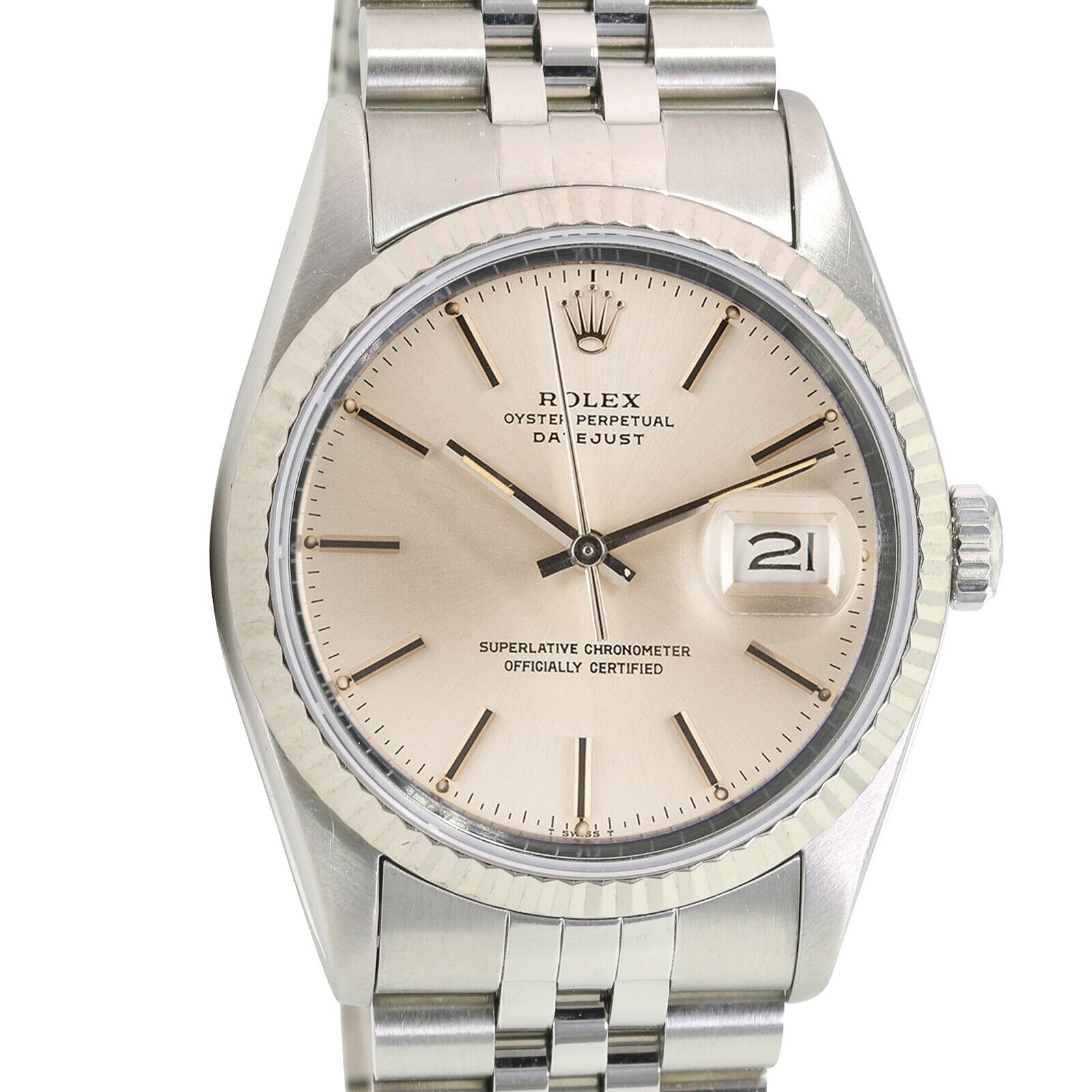 Rolex Datejust Silver Index Jubilee Band 16014 - Luxuriant Concierge