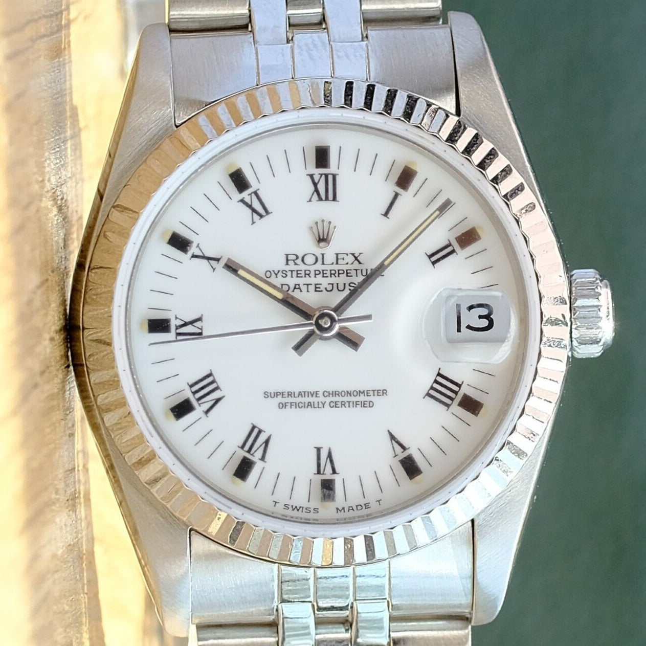 ROLEX DATEJUST WHITE ROMAN NUMERAL DIAL STEEL JUBILEE WATCH 68274 - Luxuriant Concierge