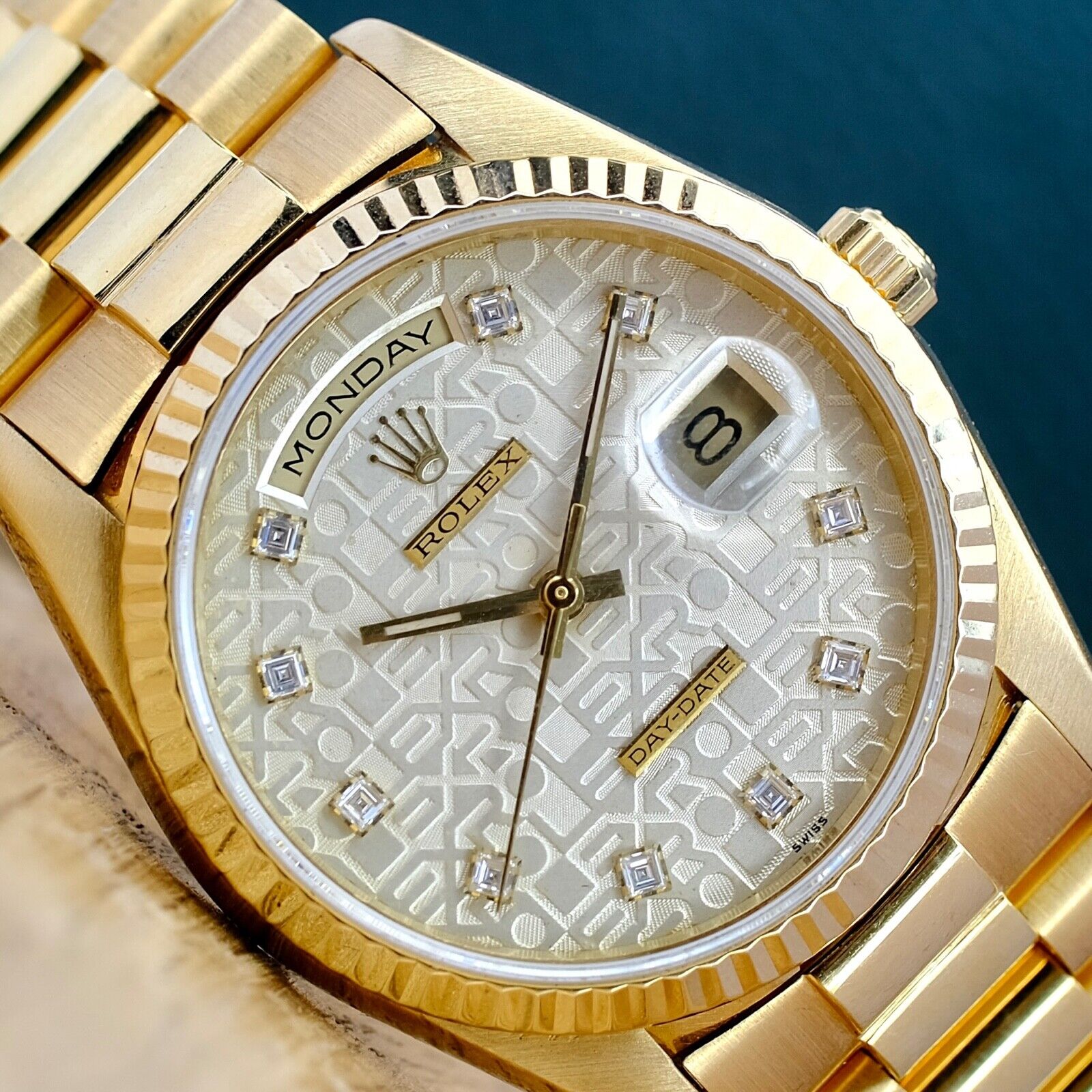 Rolex Day-Date Silver Jubilee Diamond Dial President 18238 - Luxuriant Concierge