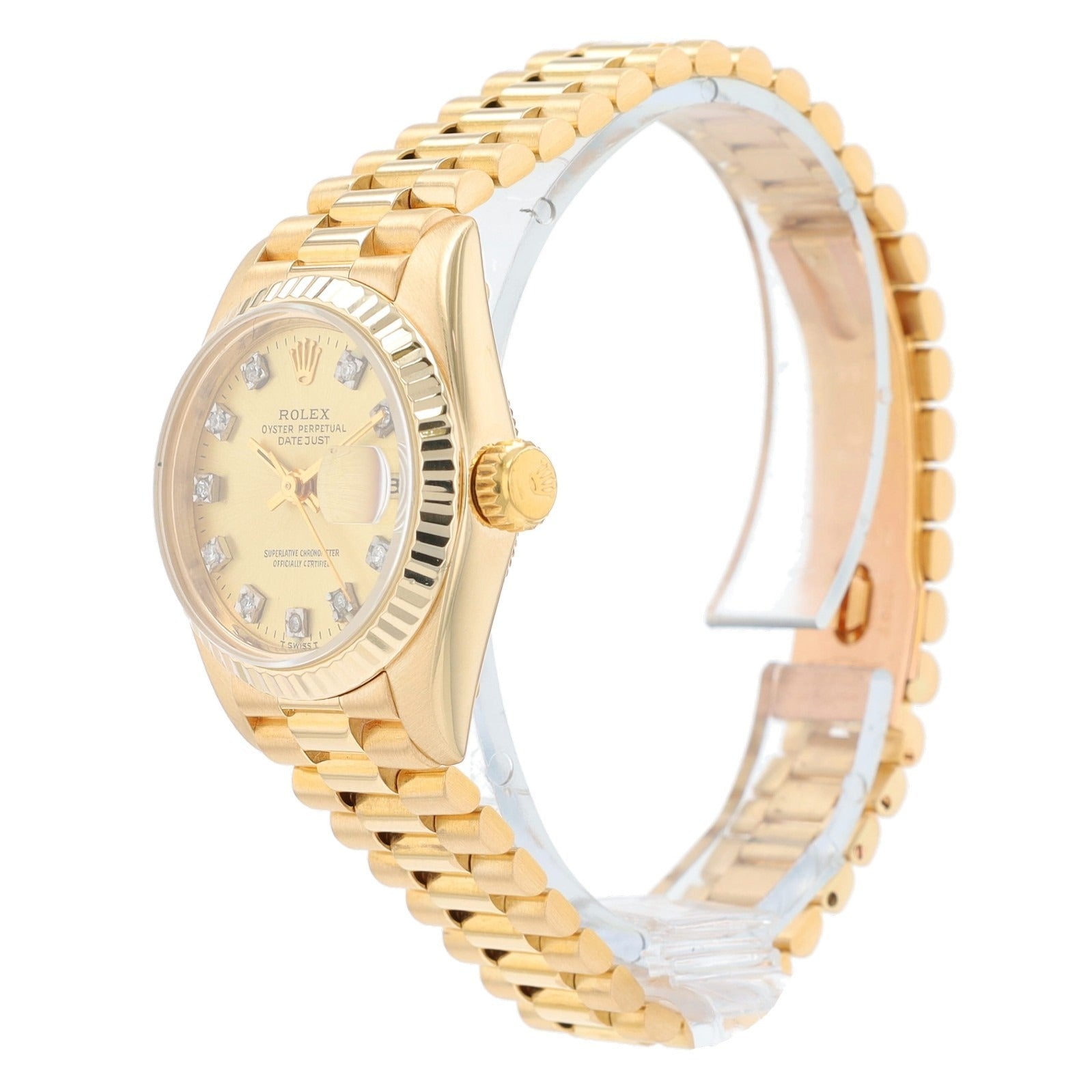 Rolex Ladies Datejust 69178 18KY Gold Champagne Diamond Dial President Watch - Luxuriant Concierge