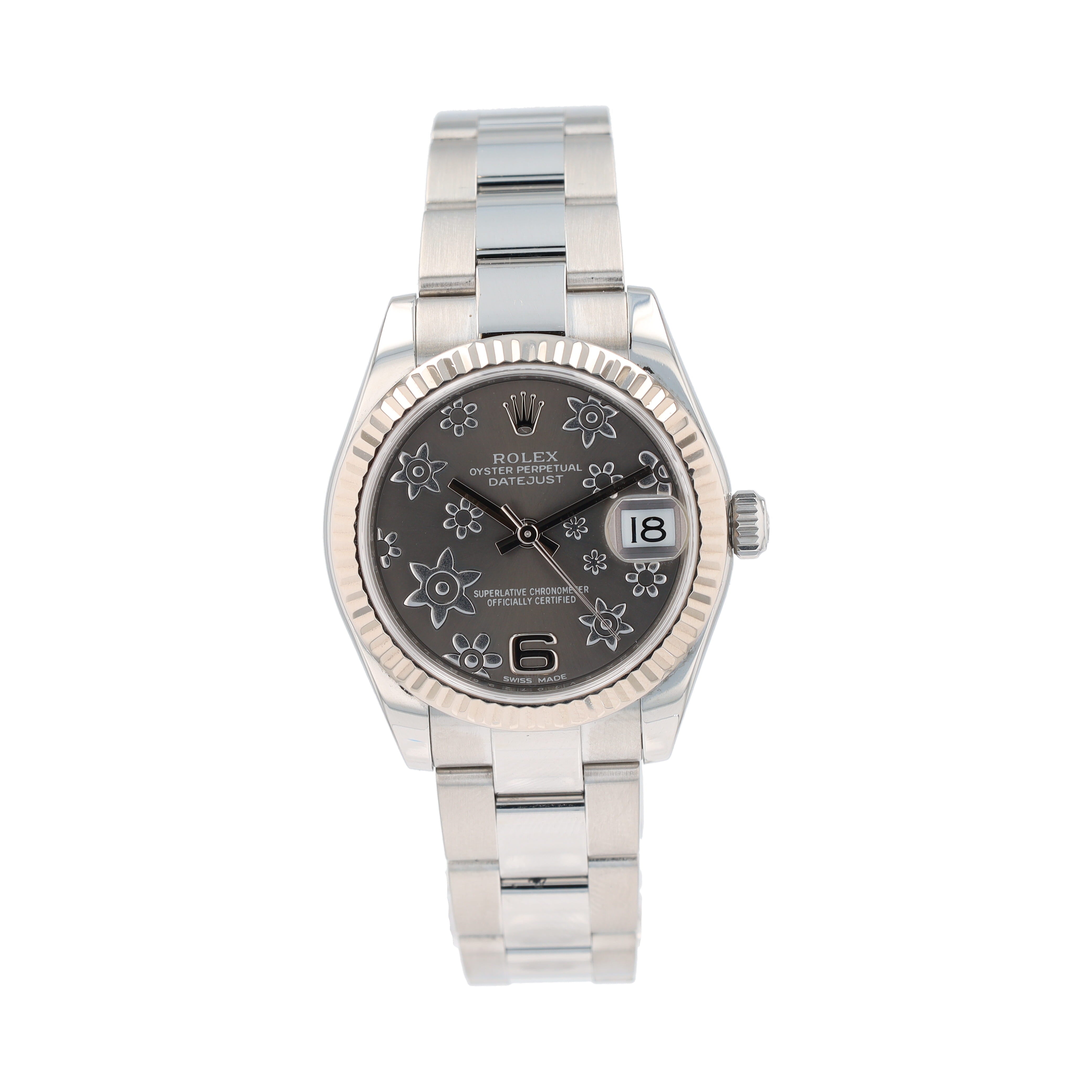 Rolex Datejust  178274 31mm Grey Floral None Dial Fluted Bezel Oyster Band