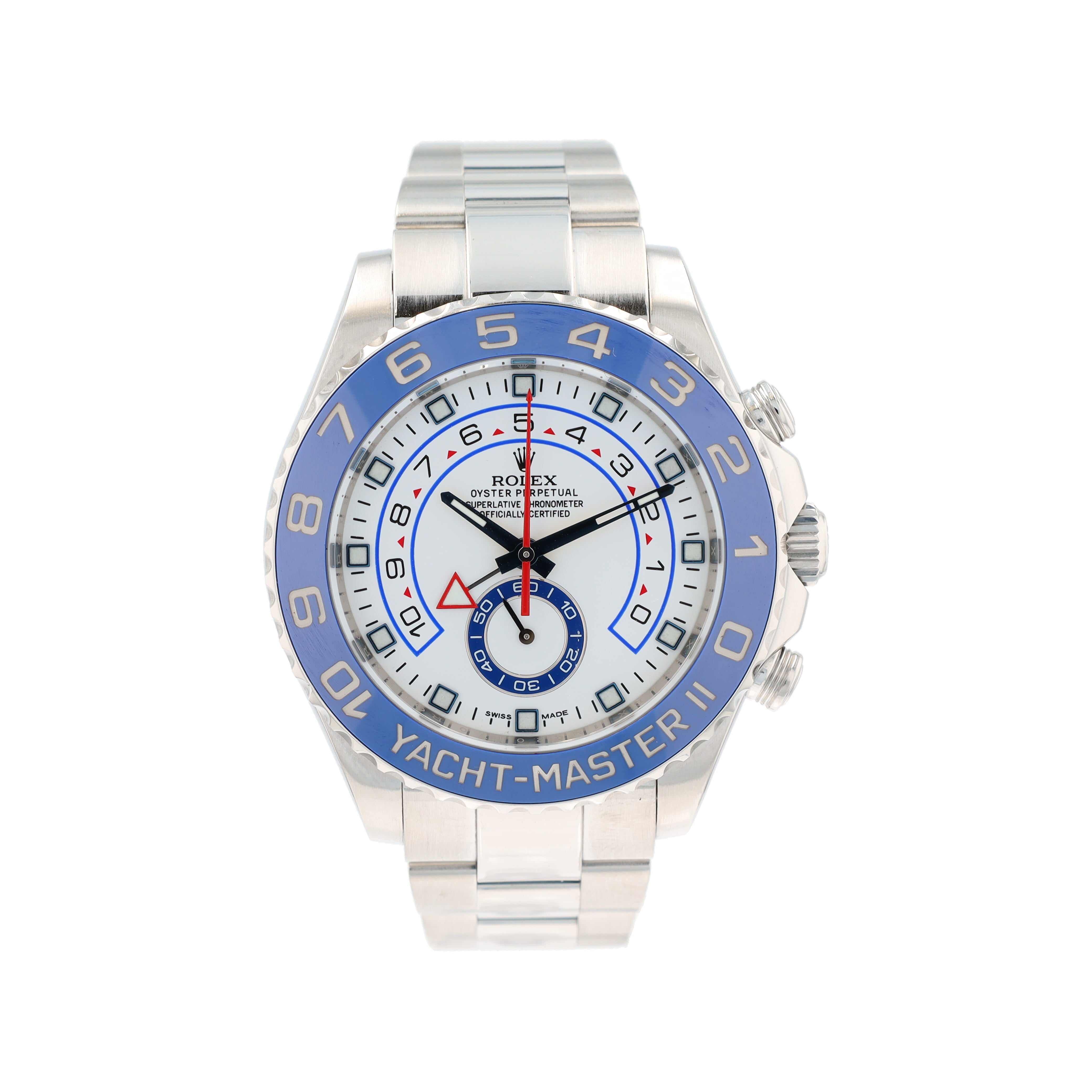 B&P Rolex Yacht-Master II 116680 44mm White Luminous Dial Rotatable Ceramic Bezel Oyster Band