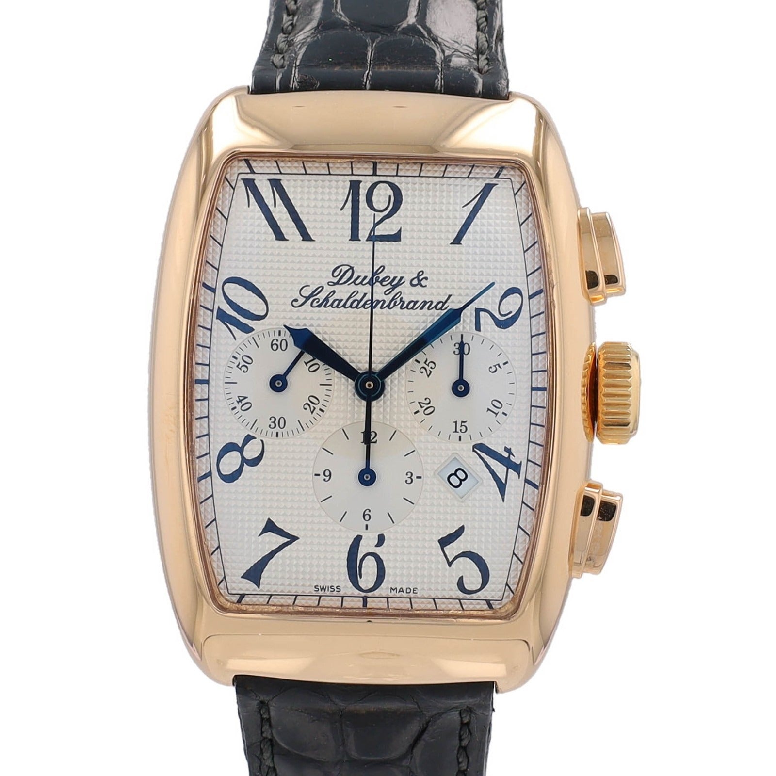 Dubery & Schaldenbrand Aerochrono Cream Dial 18K Yellow Gold Bezel Leather Band