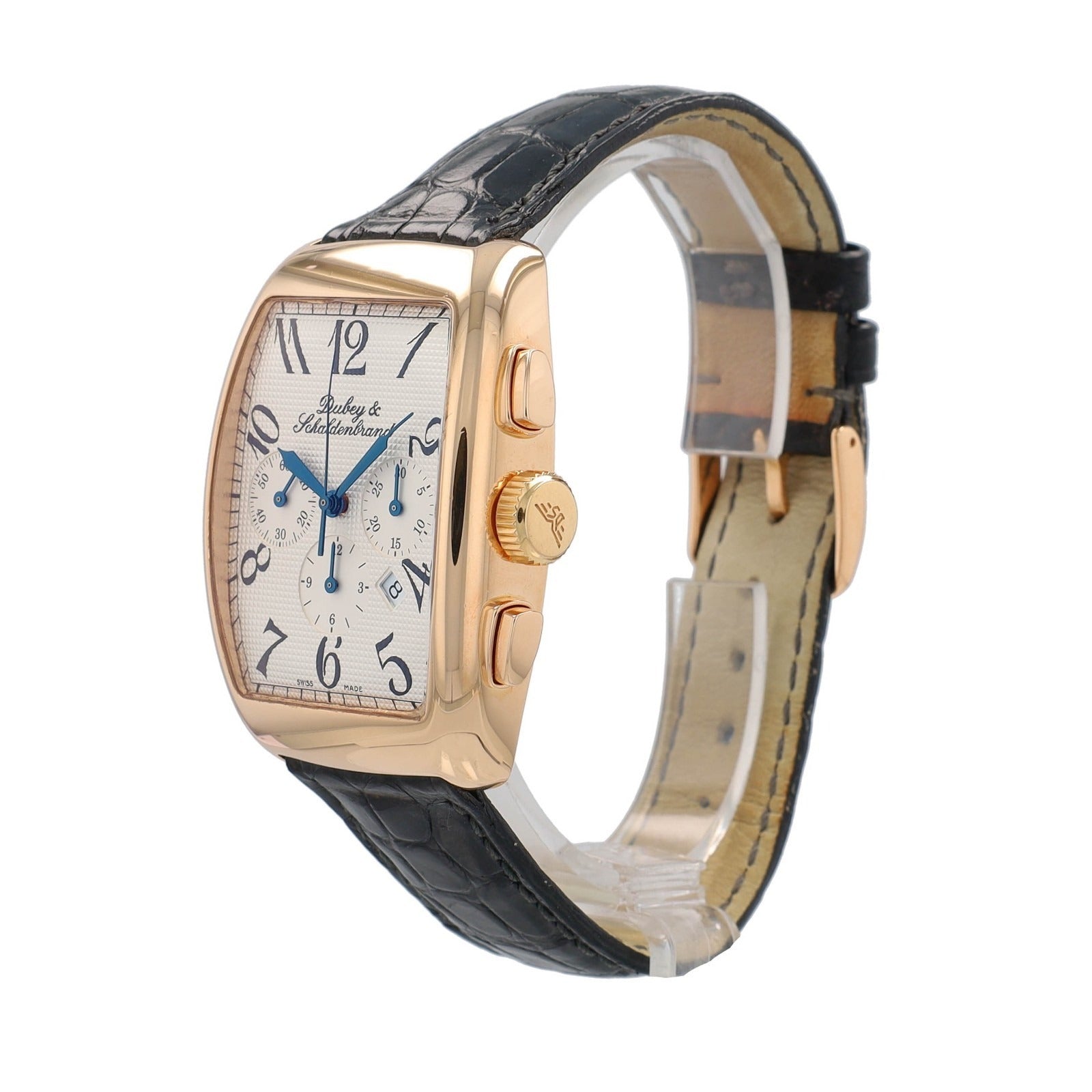 Dubery & Schaldenbrand Aerochrono Cream Dial 18K Yellow Gold Bezel Leather Band