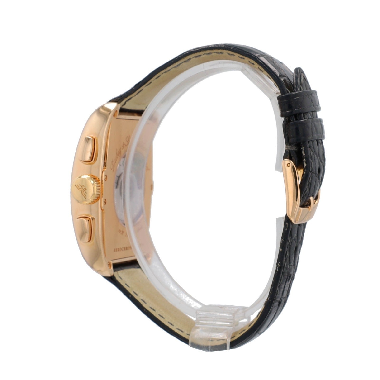 Dubery & Schaldenbrand Aerochrono Cream Dial 18K Yellow Gold Bezel Leather Band