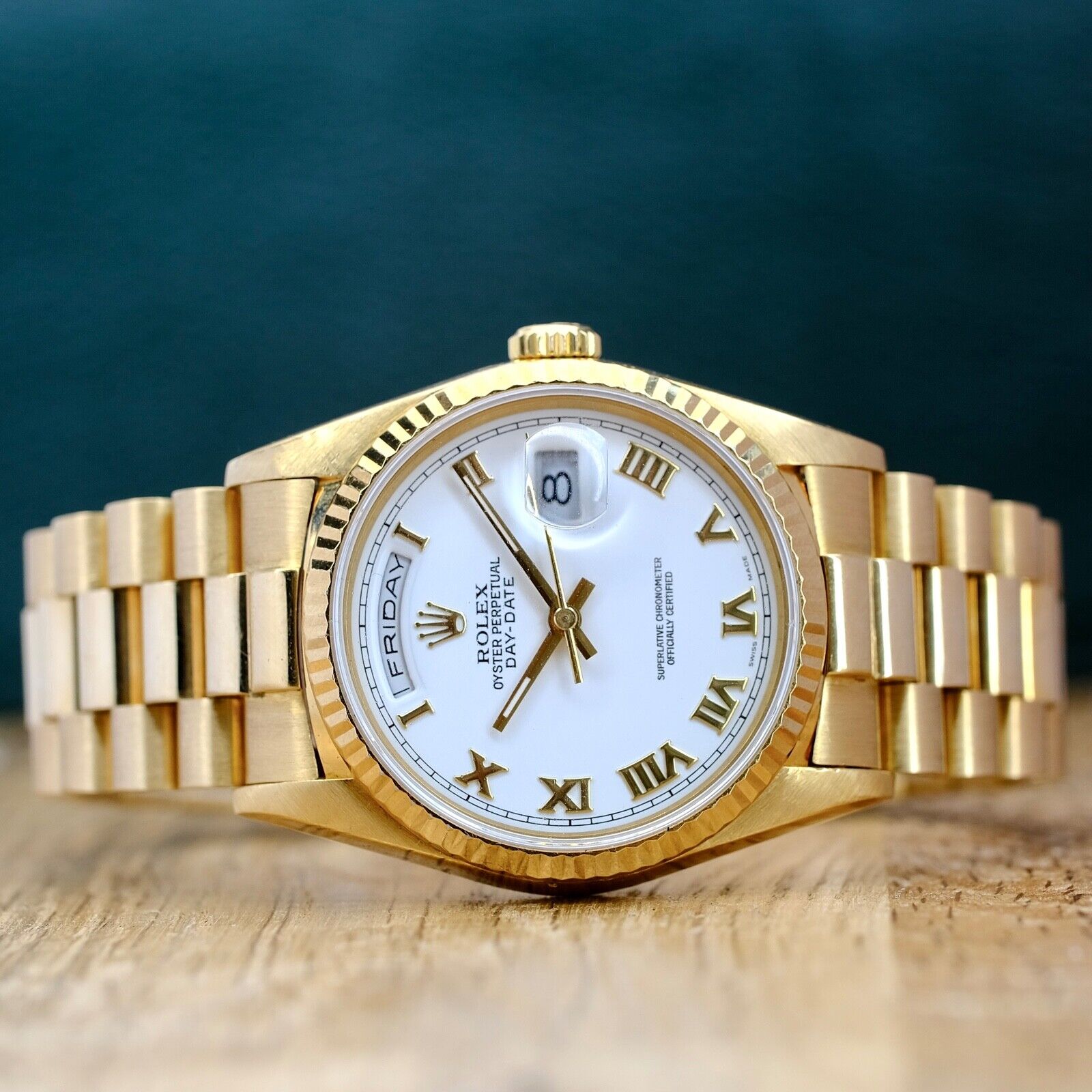 Rolex Day-date White Roman Dial President Band Watch 18238 - Luxuriant Concierge