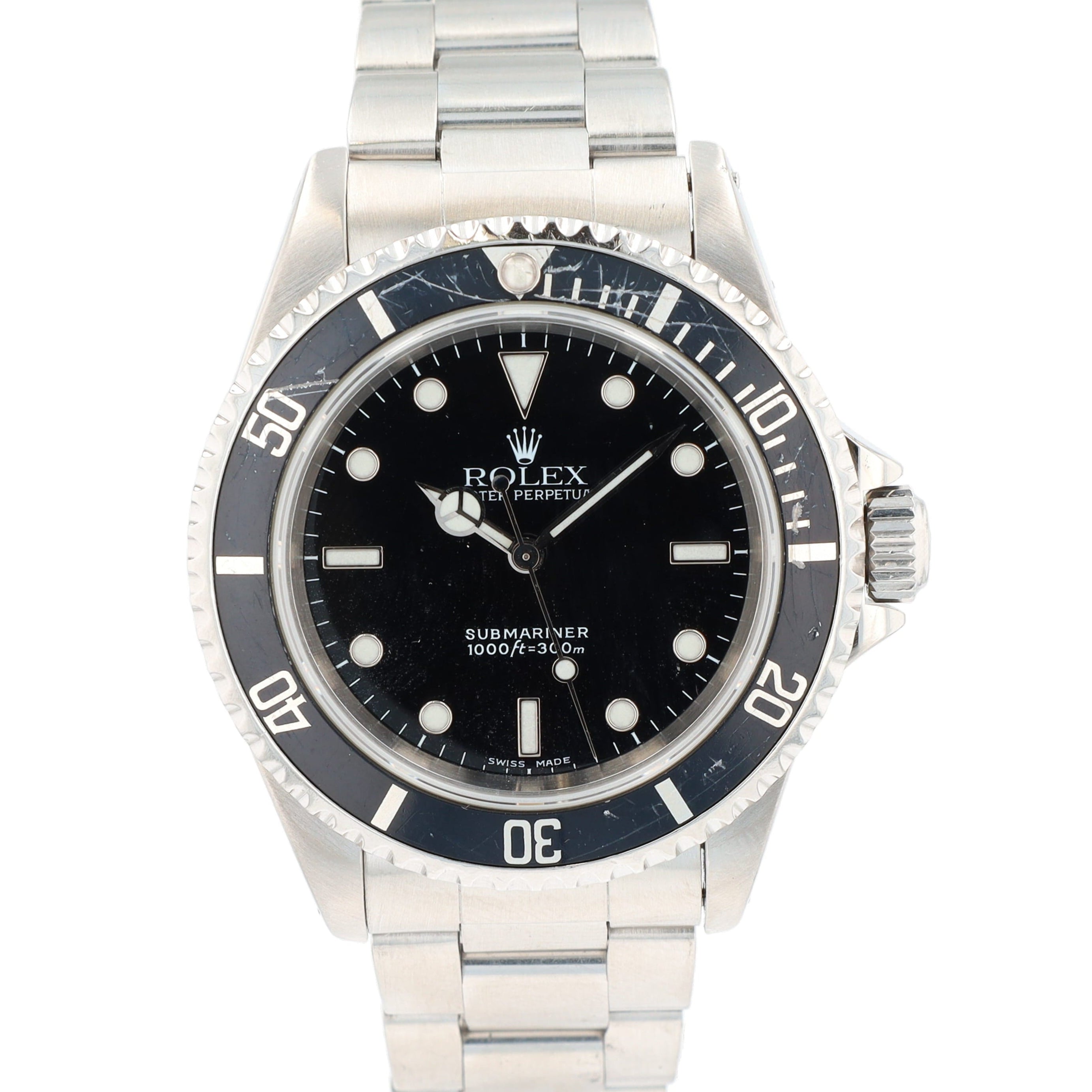 Rolex Submariner - NO DATE 14060 40mm Black Luminous Marker Dial Rotating Bezel with Black Insert Bezel Oyster Band - Luxuriant Concierge