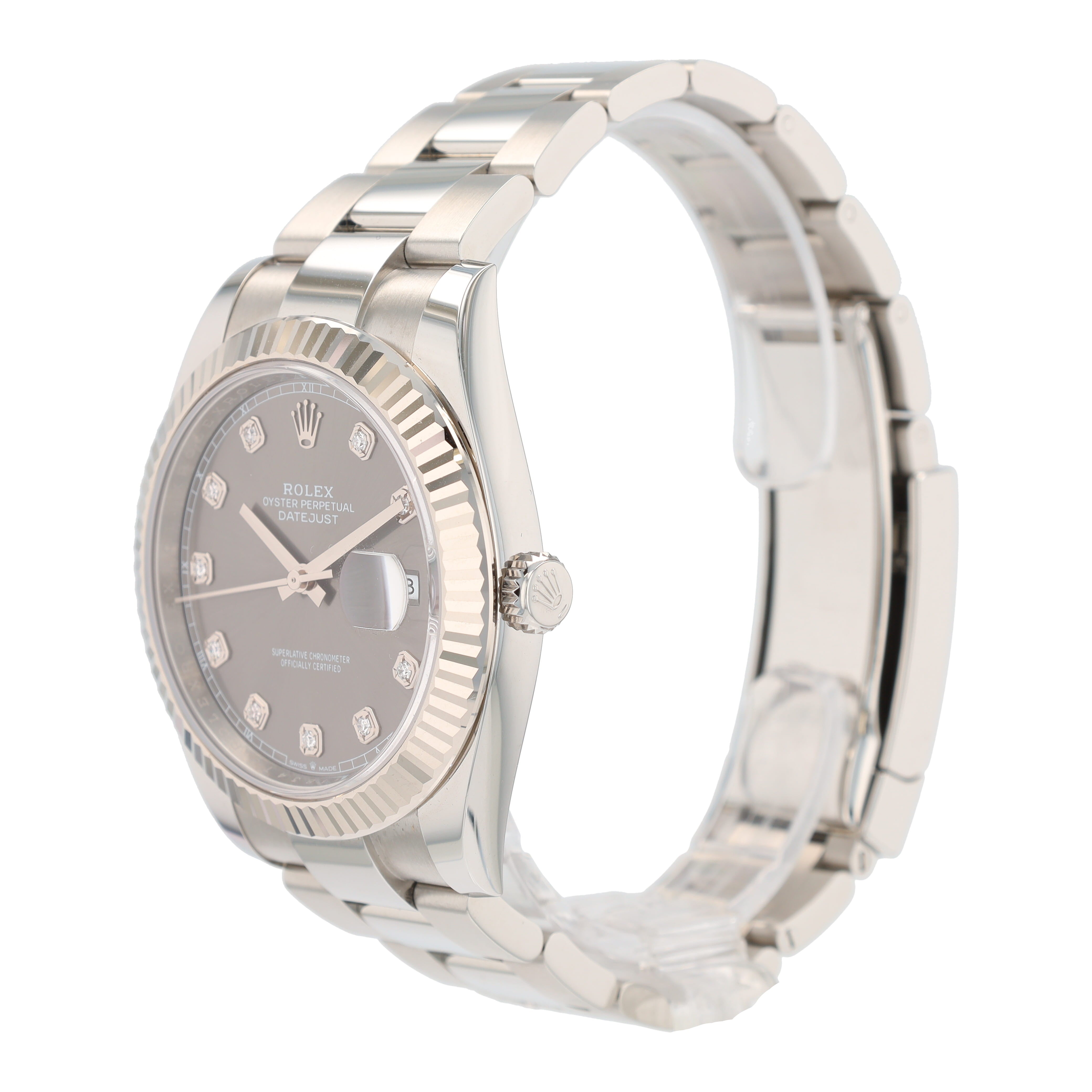 B&P Rolex  Datejust 41 126334 41mm Grey Diamond(N.S.) Dial Fluted Bezel Oyster Band - Luxuriant Concierge