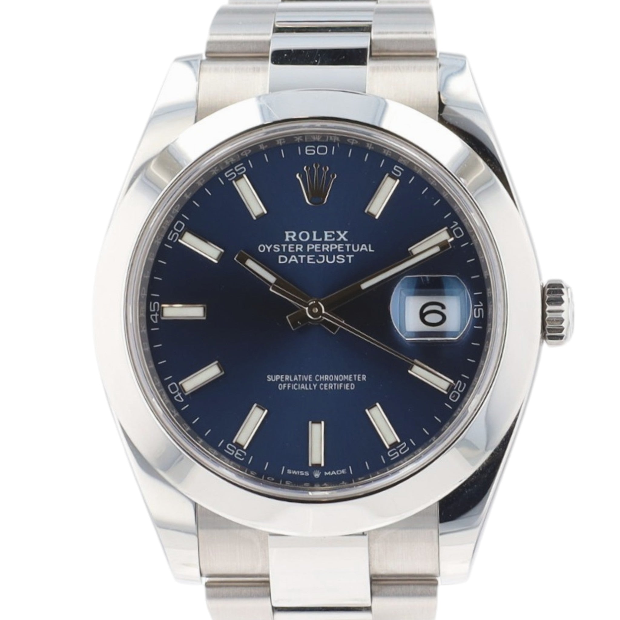 Rolex Datejust 41 126300 41mm Blue Index Stainless Steel Oyster Band Auto Watch