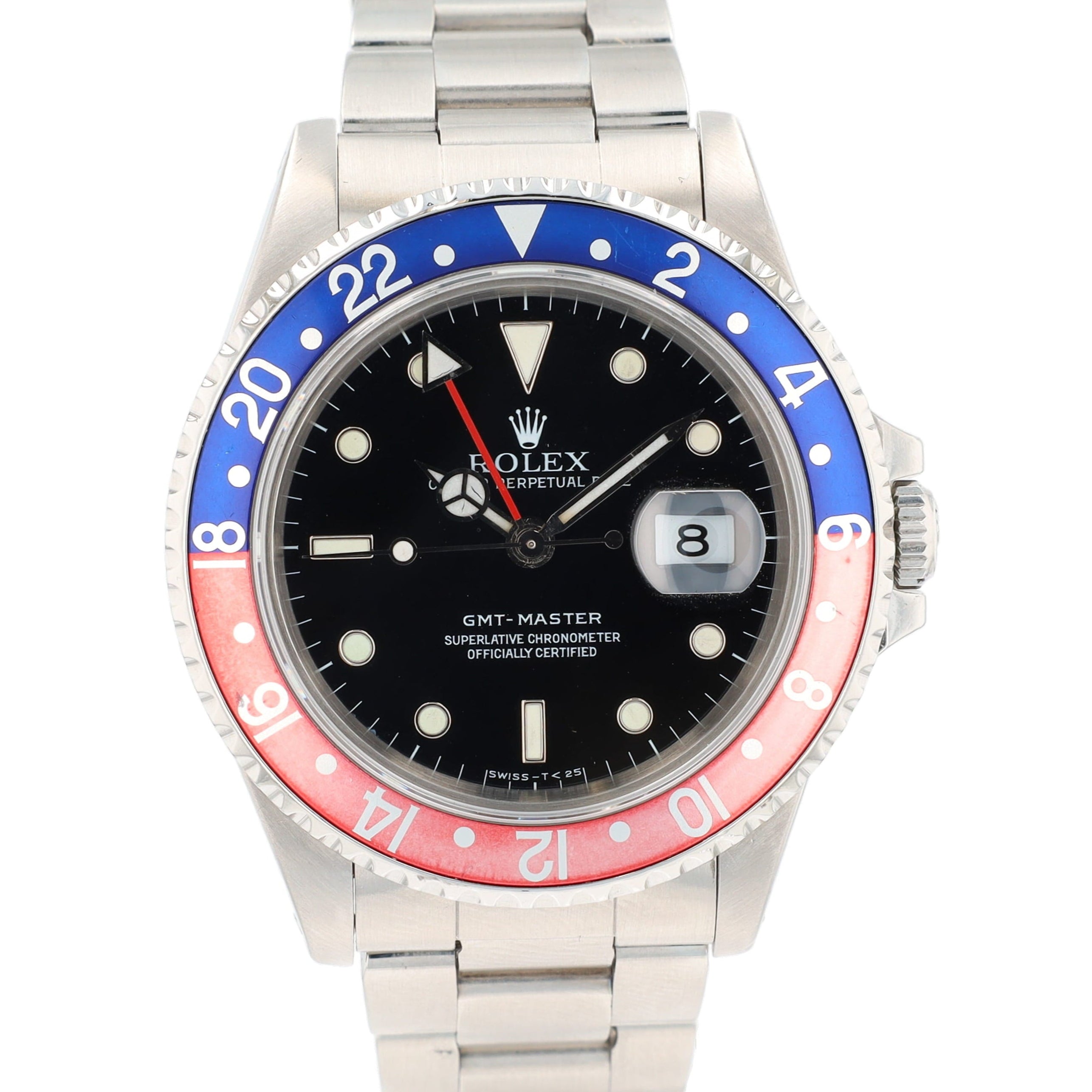 Rolex GMT Master II 16700 40mm Black White Lminous Dial Rotatable Pepsi Bezel Oyster Band - Luxuriant Concierge