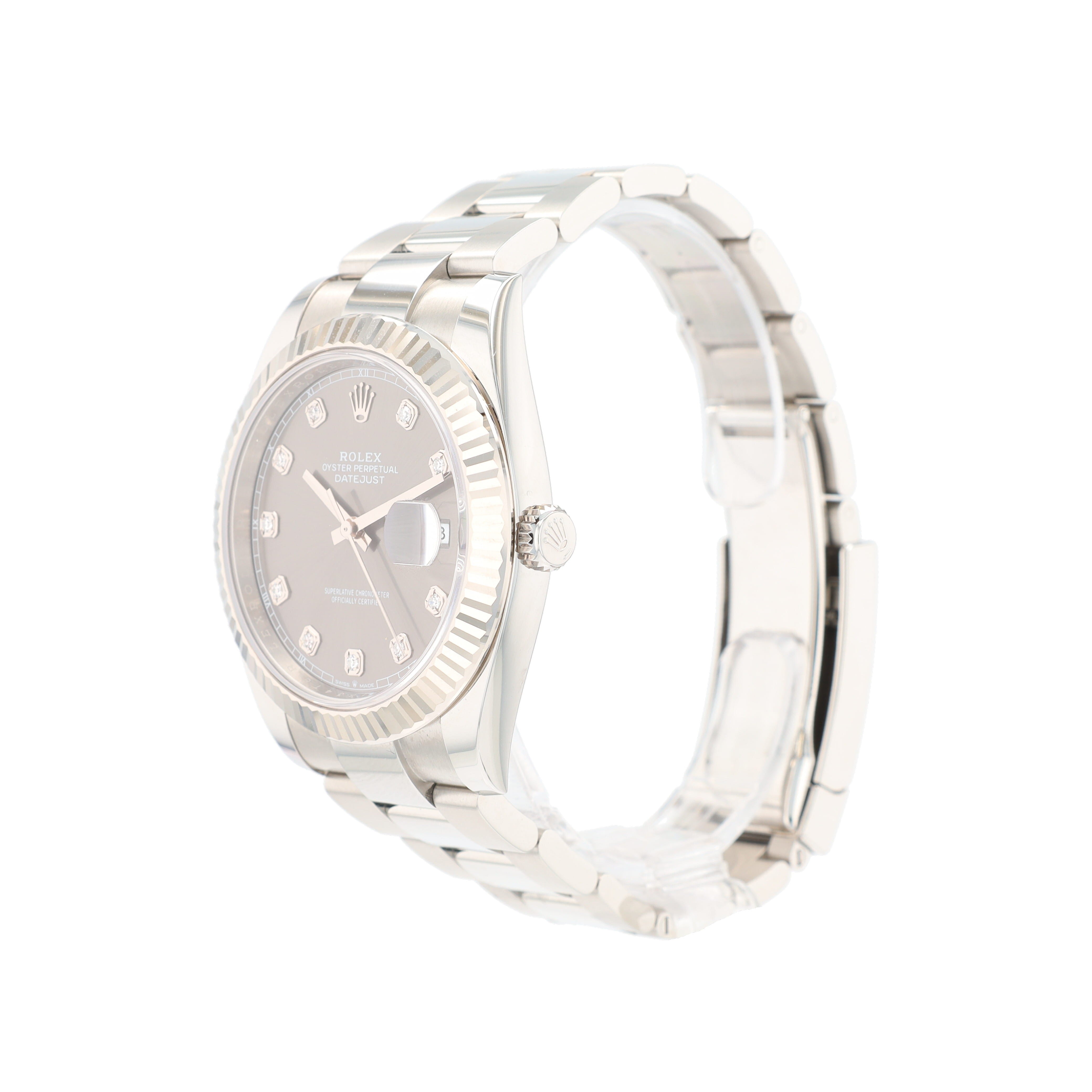 B&P Rolex  Datejust 41 126334 41mm Grey Diamond(N.S.) Dial Fluted Bezel Oyster Band - Luxuriant Concierge