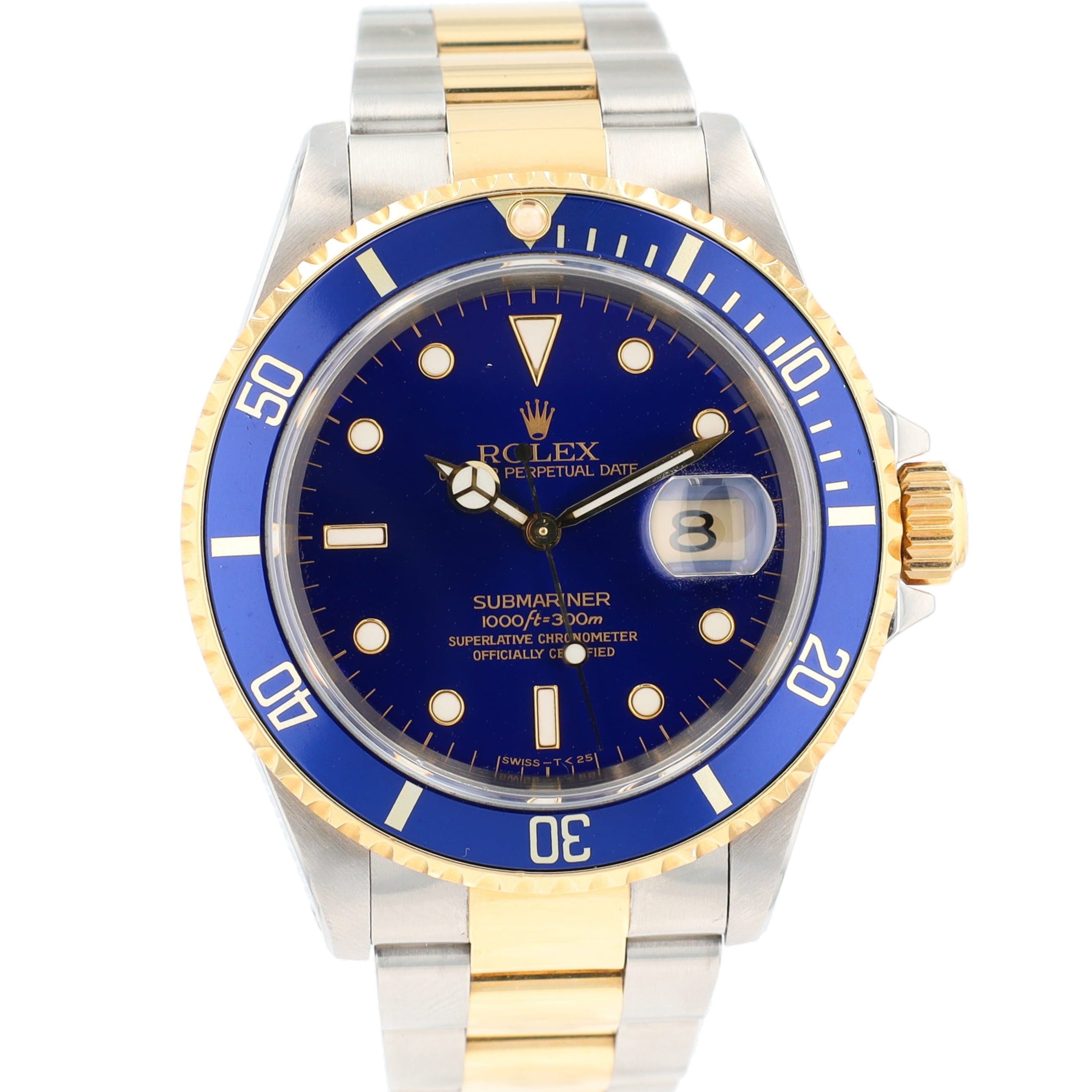 UNPOLISHED Rolex Submariner 16613 40mm Blue Luminous Dial Rotatable Bezel w/ Blue Insert Bezel Oyster Band - Luxuriant Concierge
