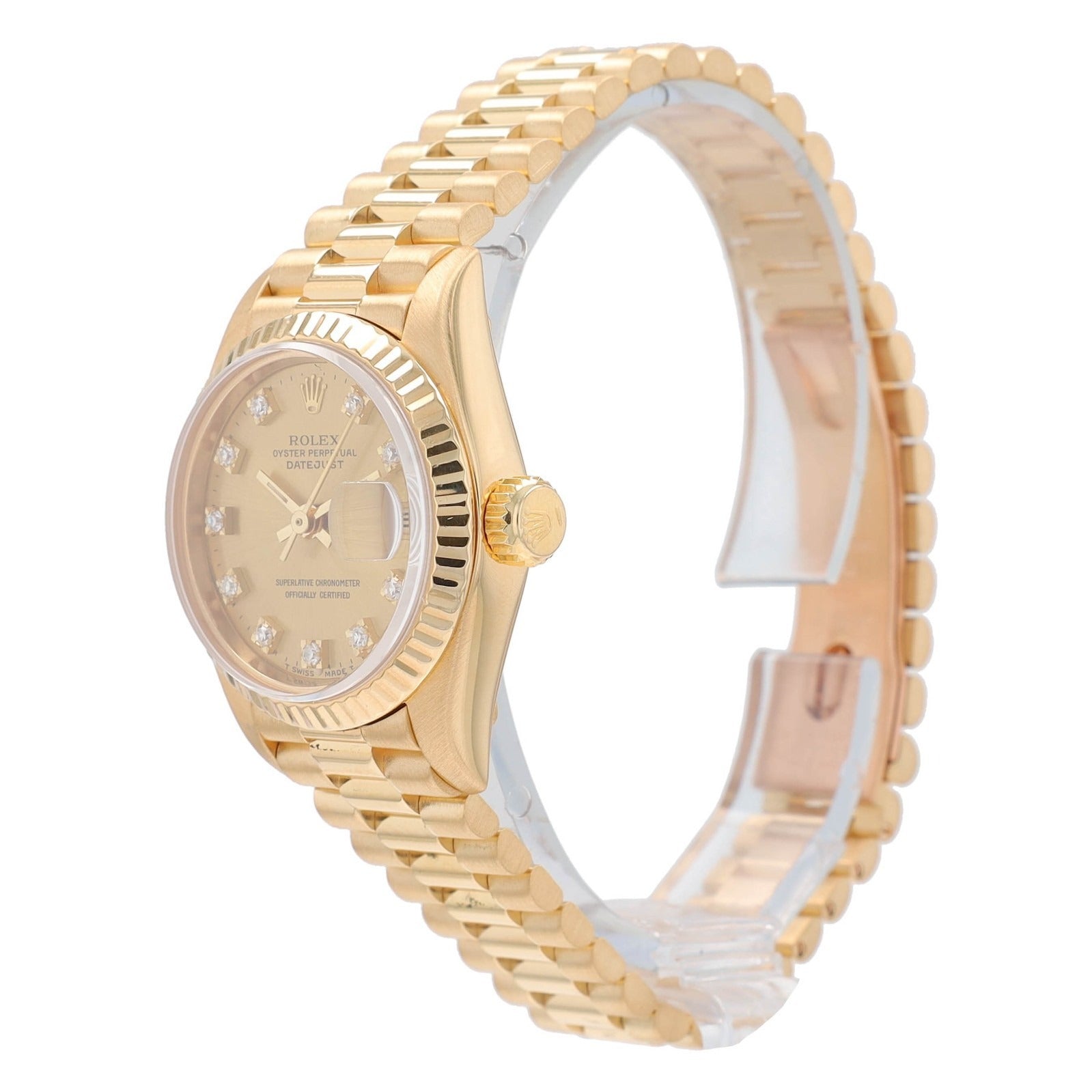 Rolex Ladies Datejust 69178 18KY Gold Champagne Diamond Dial President Watch - Luxuriant Concierge