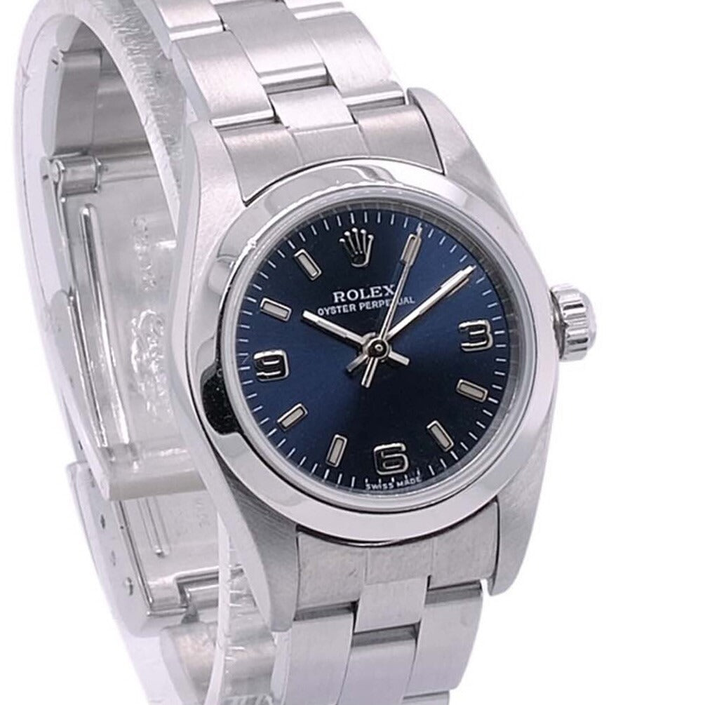 Rolex Oyster Perpetual 67180 Ladies Watch Blue Index-Arabic Dial Smooth Oyster - Luxuriant Concierge