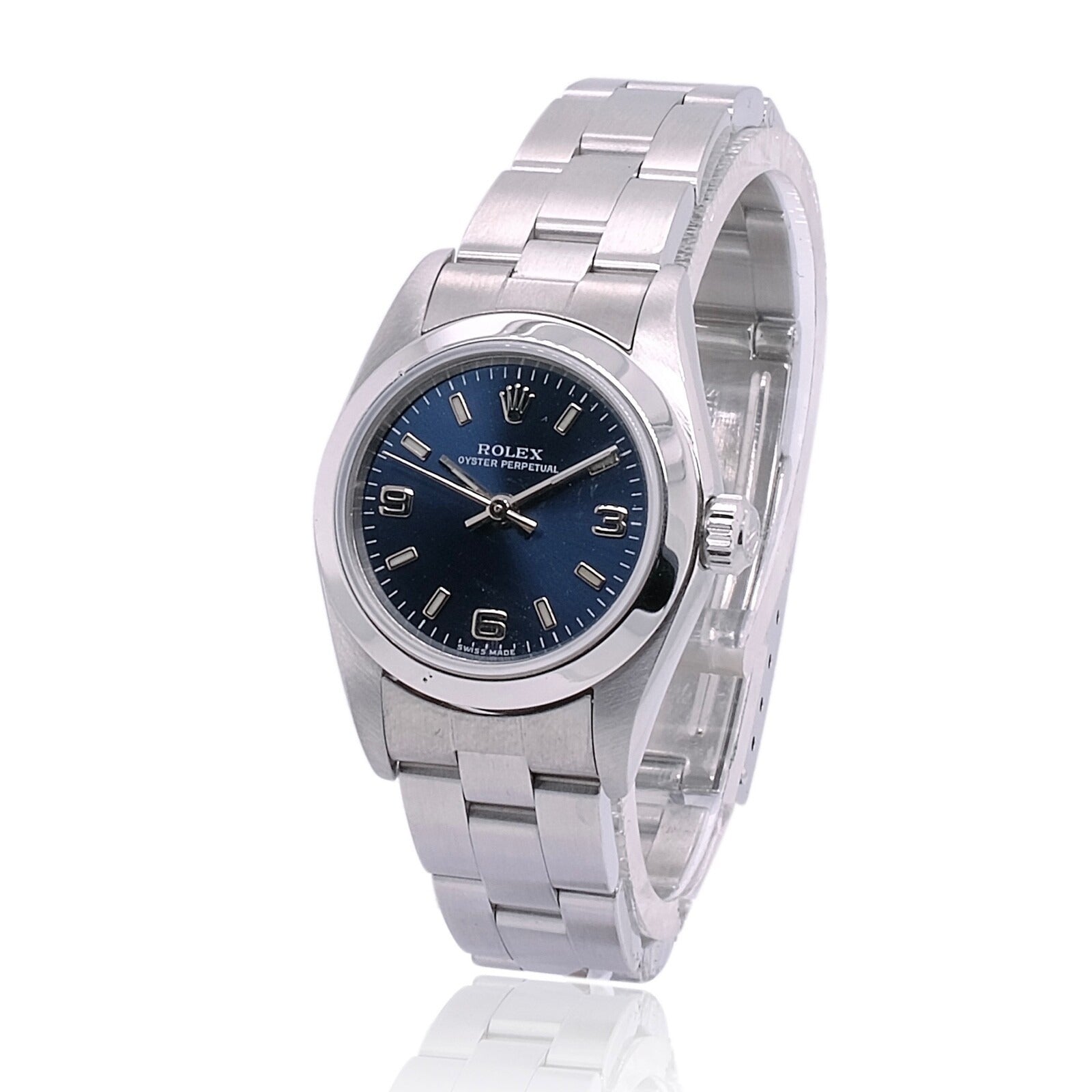 Rolex Oyster Perpetual 67180 Ladies Watch Blue Index-Arabic Dial Smooth Oyster - Luxuriant Concierge